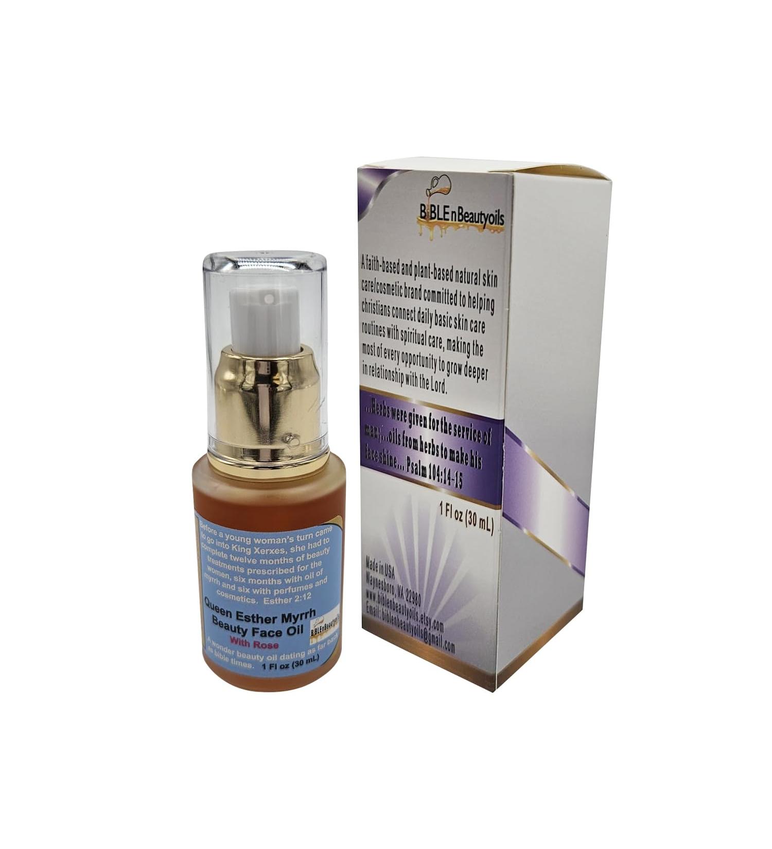 Queen Esther Myrrh Beauty Face Oil - Radiant Skin with Myrrh Rosehip Argan & Seabuckthorn | 1.0 Fl Oz Bulgarian Rose - International Shipping Available - Buy Online on GoSupps.com