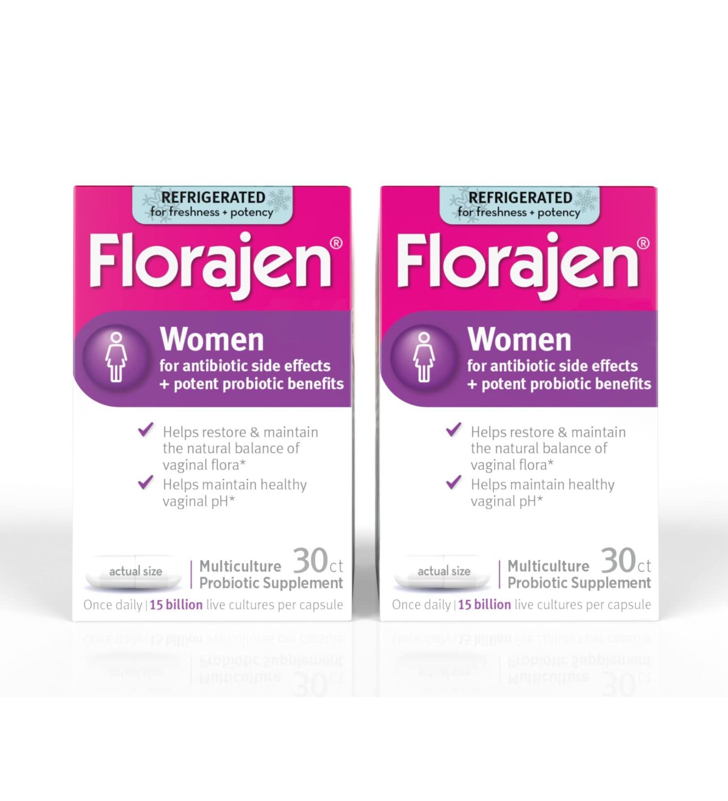 Florajen Women's Vaginal Probiotics - Gut Health, Constipation & Bloating Relief - 60 Capsules (2 Packs of 30) - Refrigerated - 60 Count - Buy Online on GoSupps.com