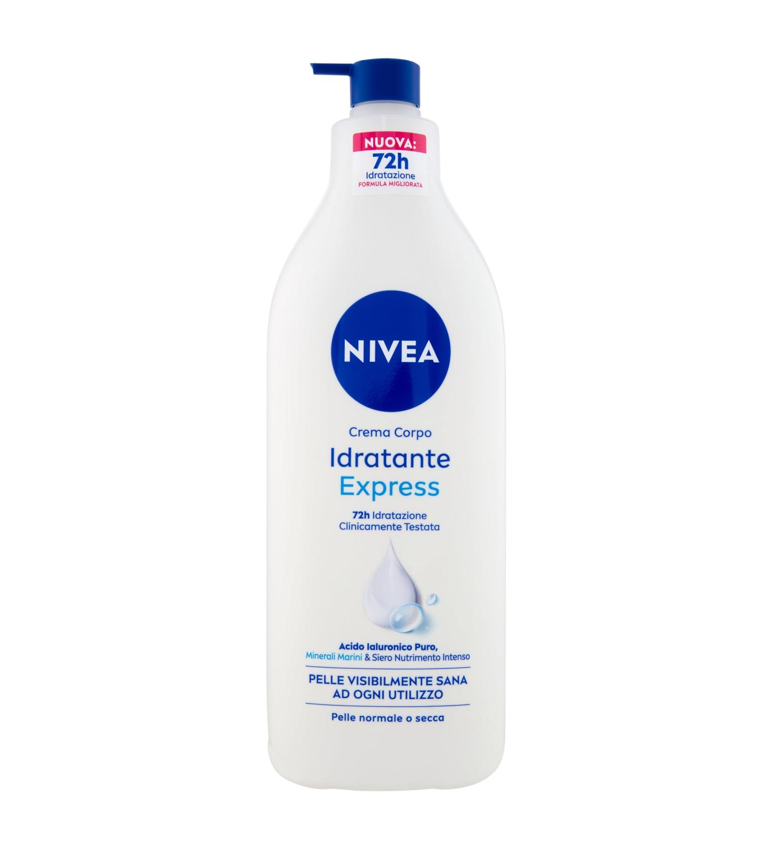 NIVEA NIVEA Express Moisturizing Body Cream 500ml 72-hour moisturizing body cream enriched with pure hyaluronic acid marine minerals and intense nourishing serum moisturizing cream for dry or normal skin
