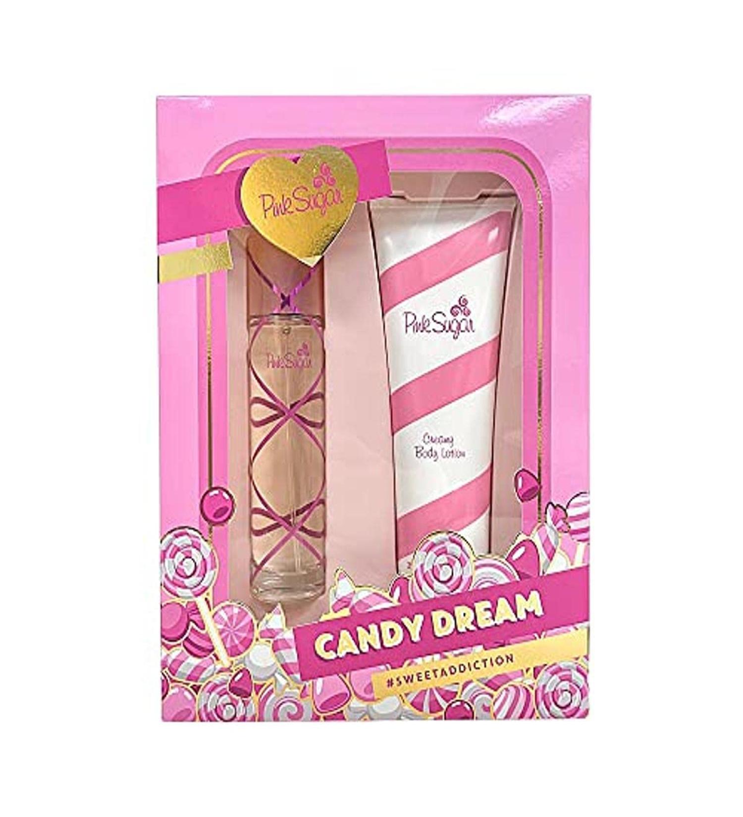 Pink Sugar Eau de Toilette Perfume for Women Floral + Fruity Scent Notes of Raspberry Cotton Candy and Vanilla Sweet and Sensual Fragrance 2 pc Gift Set-3.4 Fl oz EDT & 8.45 FL oz Bdy Ltn