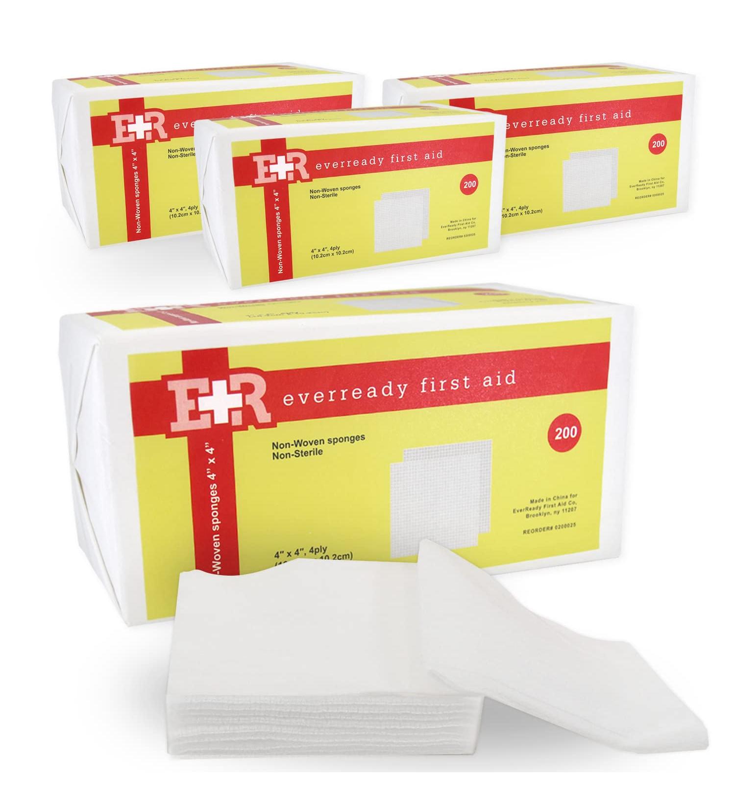 Ever Ready Non-Woven Sponges 4x4 4-Ply - 800 Count (4 Packs of 200) | Wound Care and Skin Care - Buy Online on GoSupps.com