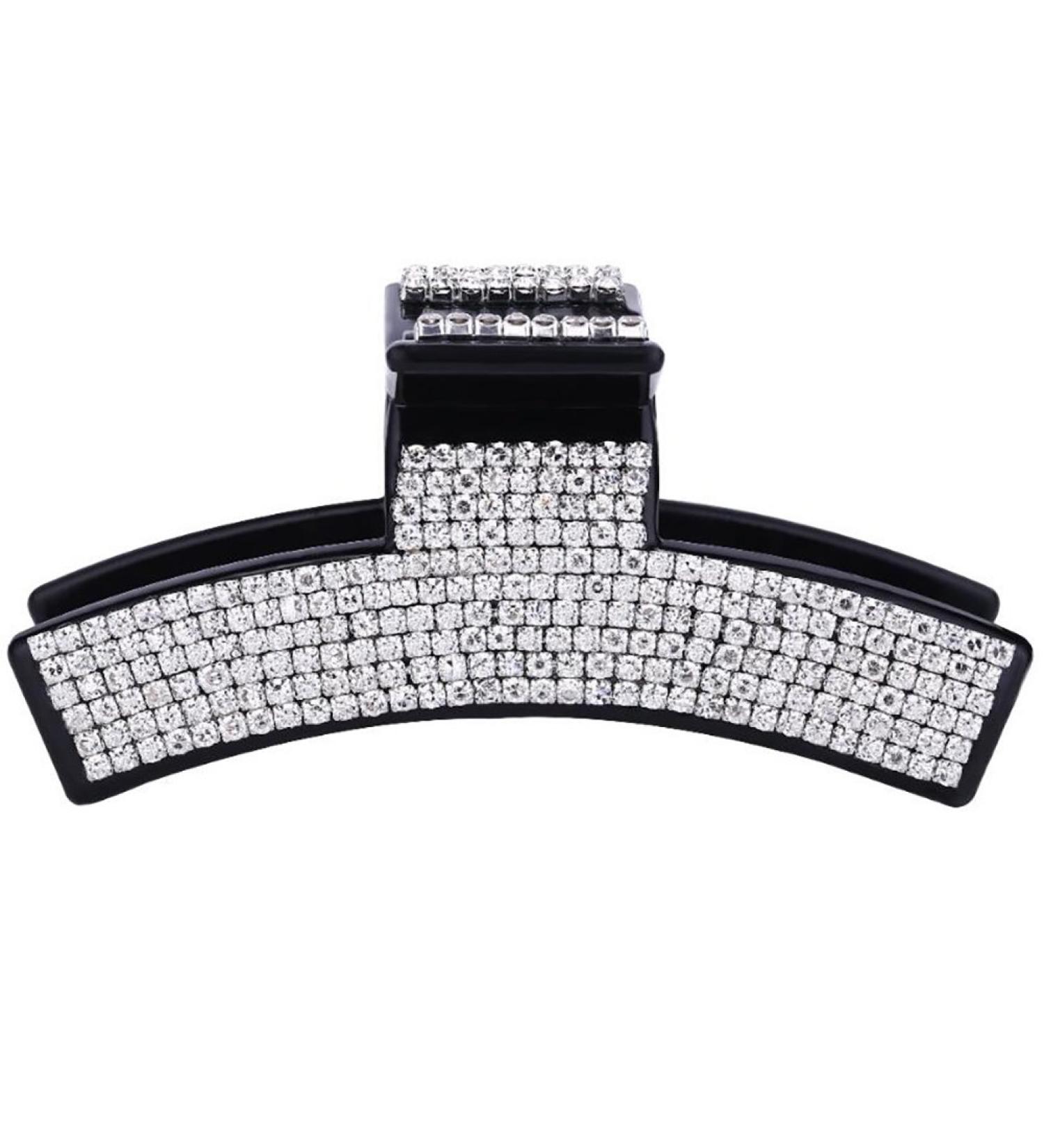 Women's Elegant Black Rhinestone Crystal Acrylic Jaw Clip Hairpin - Hair Accessories - Buy Online on GoSupps.com