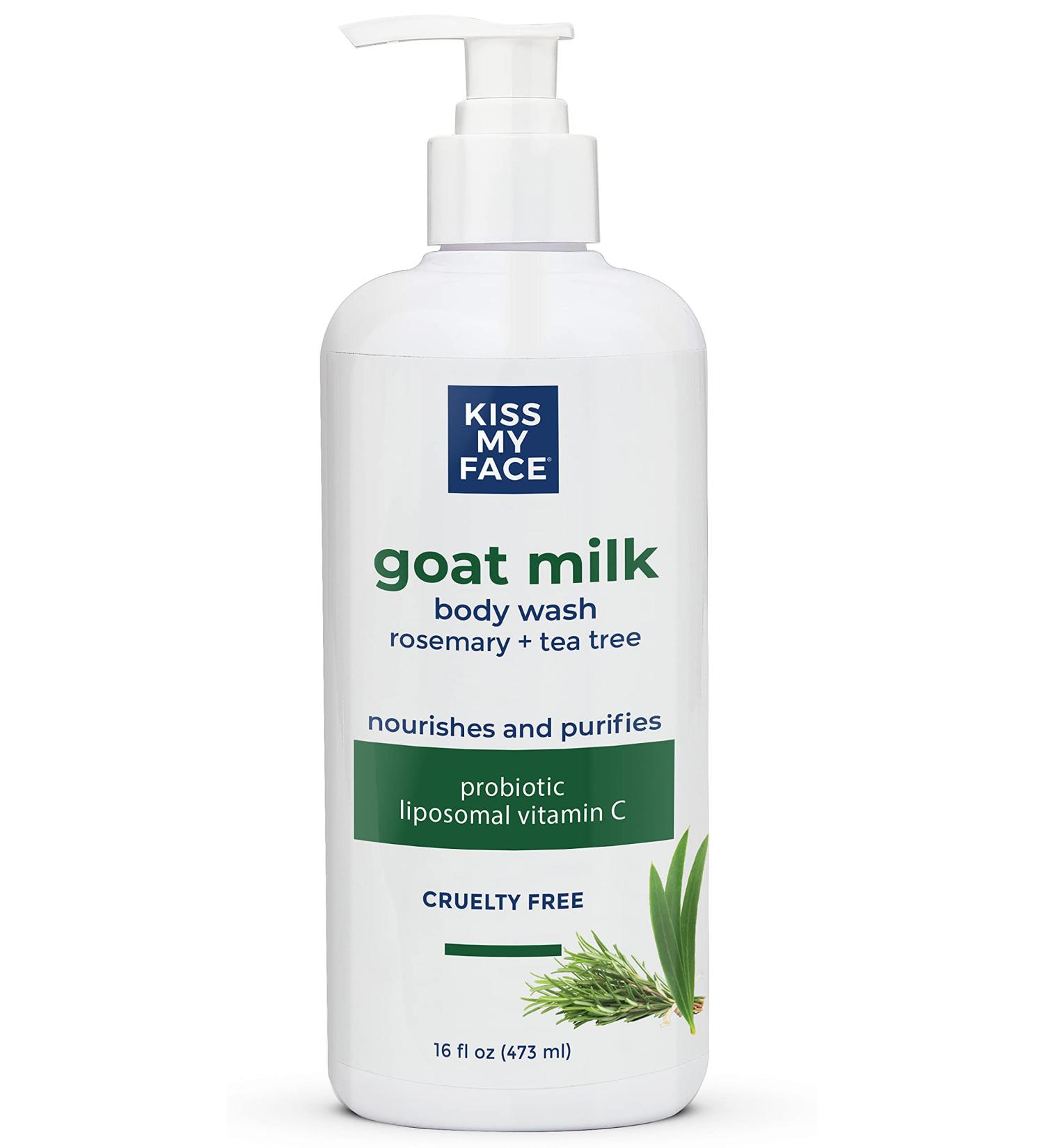 Kiss My Face Goat Milk Body Wash - Rosemary & Tea Tree Body Wash with Goat Milk and Argan Oil   16 Ounce Bottle (Rosemary & Tea Tree  Pack of 1)