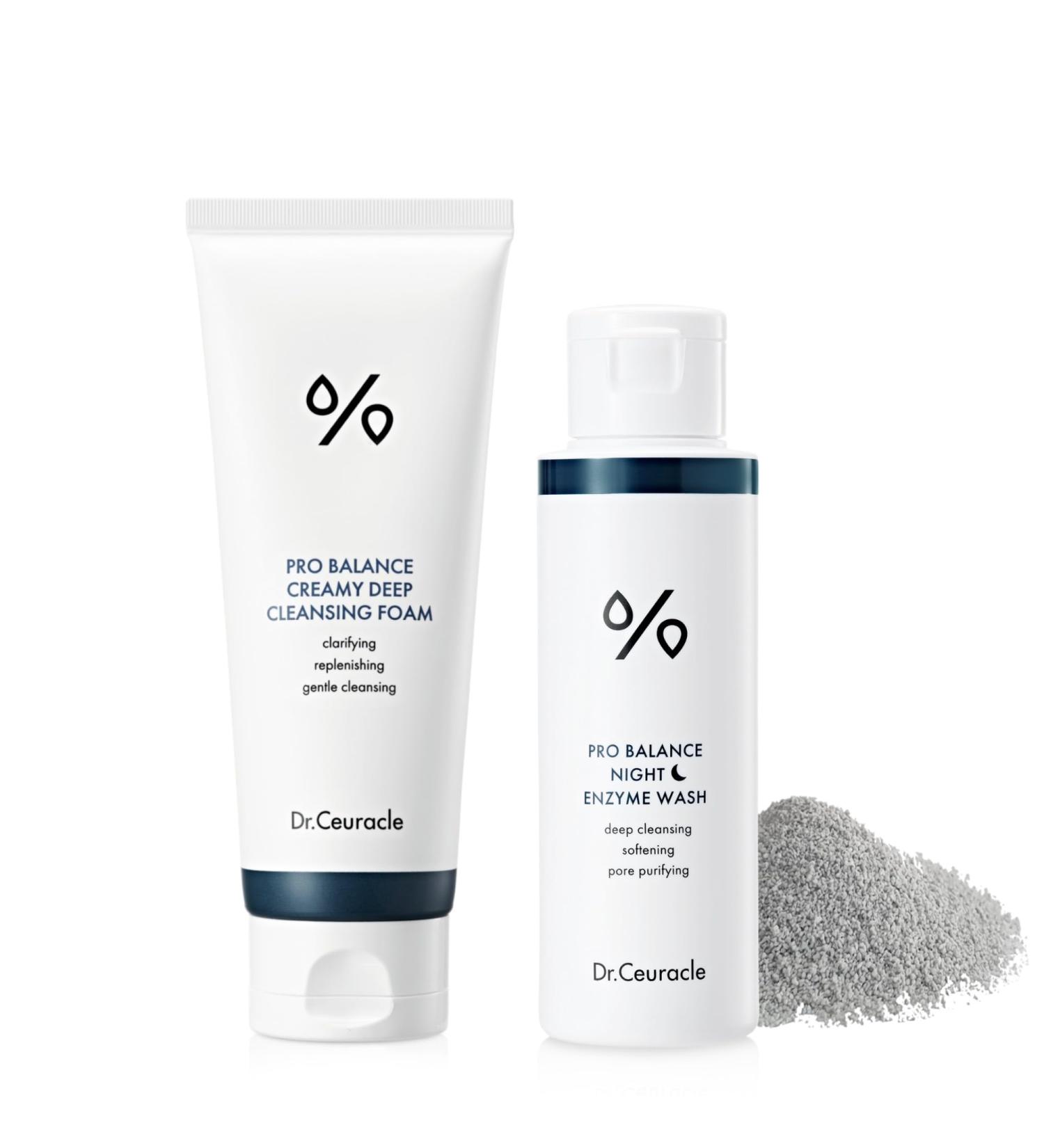 Dr.Ceuracle | Pro Balance Creamy Deep Cleansing Foam + Enzyme Powder Face Wash (Night Wash)
