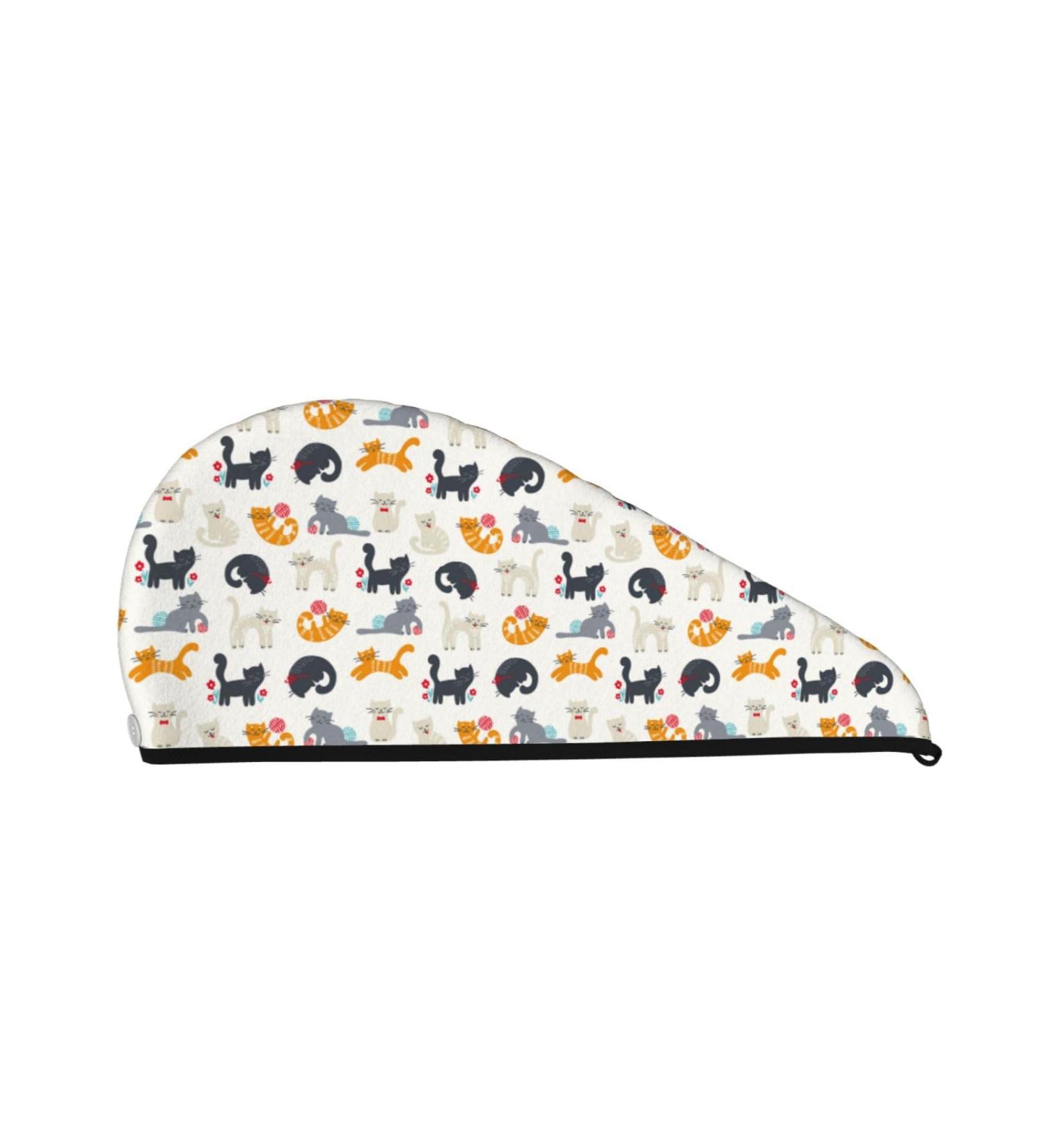 Cute Cats Microfiber Hair Towel - Soft Super Absorbent Wrap for Women | Quick Dry Coral Velvet for Long Curly & Thick Hair - Buy Online on GoSupps.com