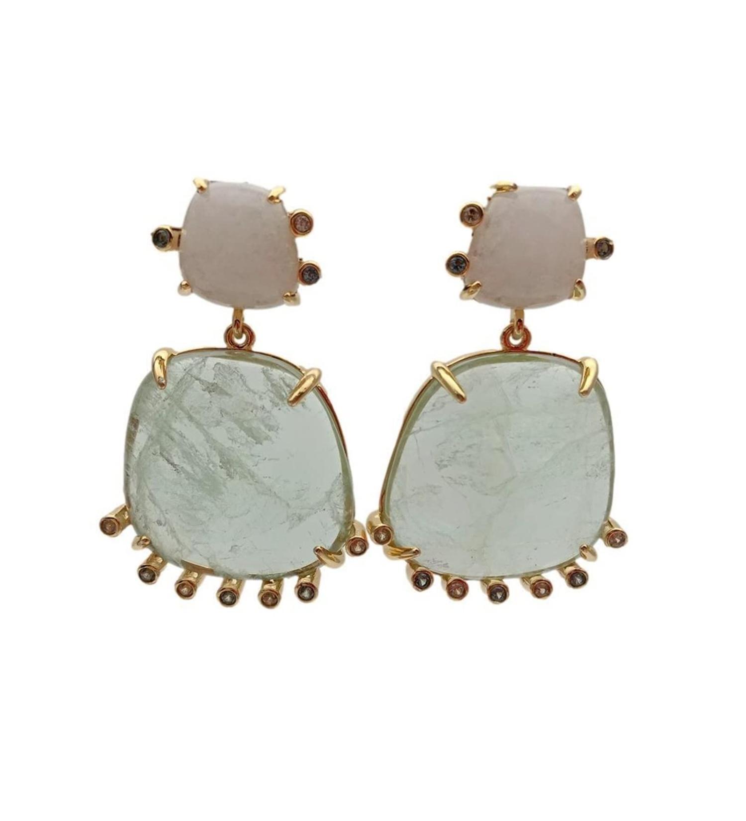 Earrings for Women 20x22mm Natural Green Amethyst Prasiolite White Jade Dangle Stud Earrings Fashion Jewelry Hilarity Earrings for Women - Buy Online on GoSupps.com