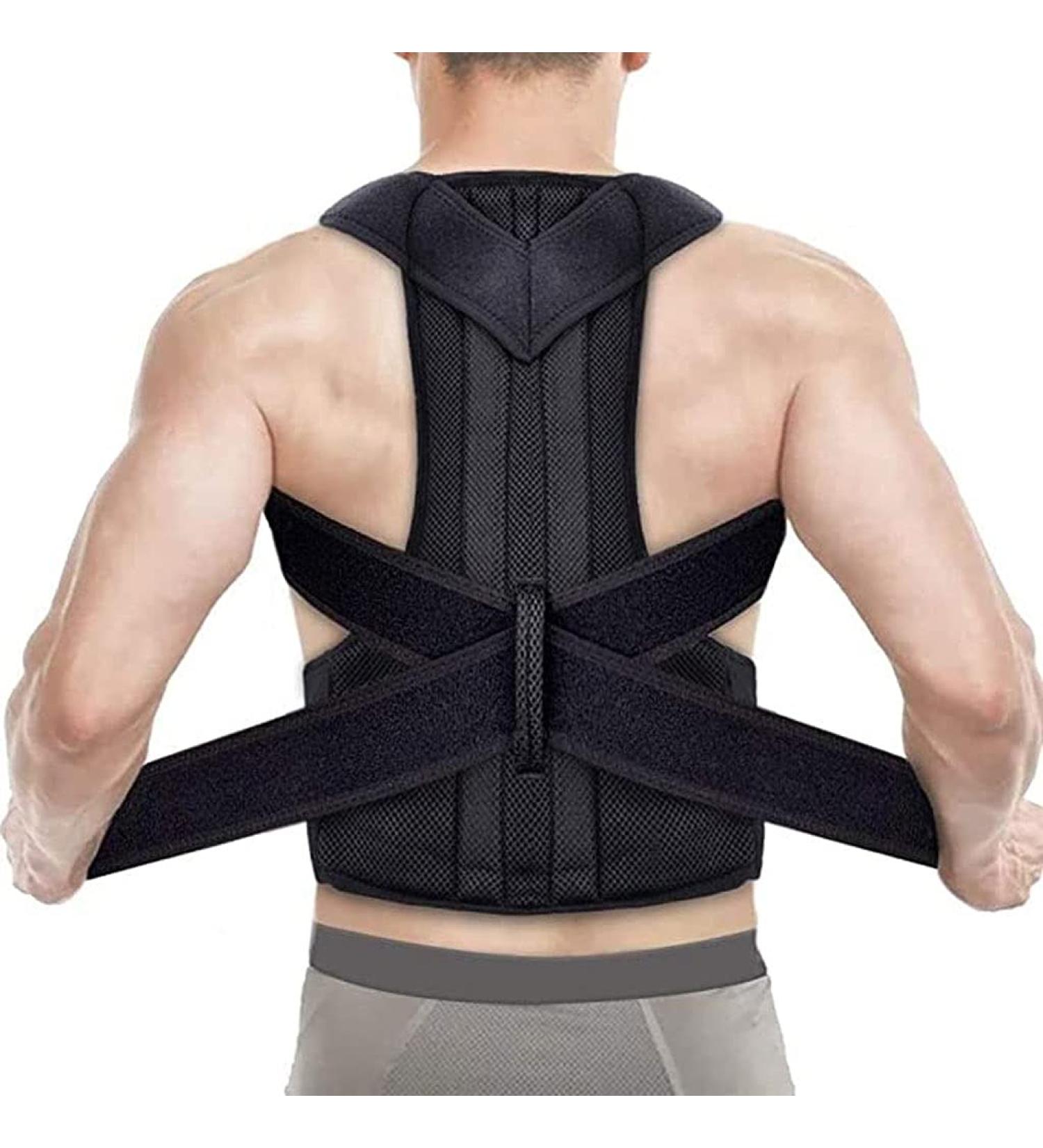 Back Brace Lumbar Support Belt Waist Backbrace Posture Corrector Shoulder Neck Brace Waist-Support Breathable Fabric Lower and Upper Back Pain Relief (Color : Black Size : Small) (Blue Med (Black X Black XXXX - Buy Online on GoSupps.com