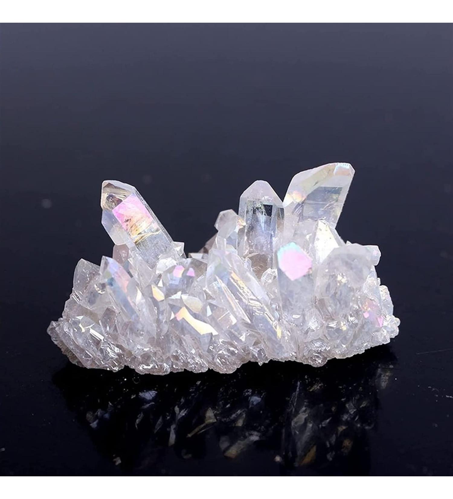 Crystal Rough Angel Aura Electroplated Vug Crystal Cluster Crystals Natural White Crystals Cluster Specimen Decor (Size : 90-110g) - Buy Online on GoSupps.com