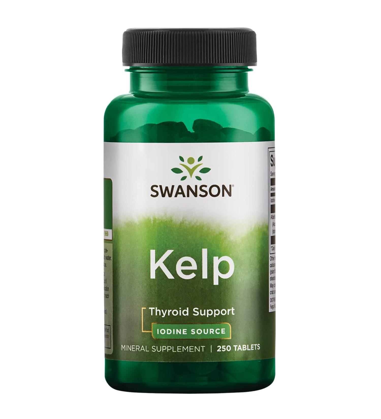 Swanson Kelp Tablets - Natural Iodine Source for Thyroid Health - 250 Tablets, 225mcg - Buy Online on GoSupps.com