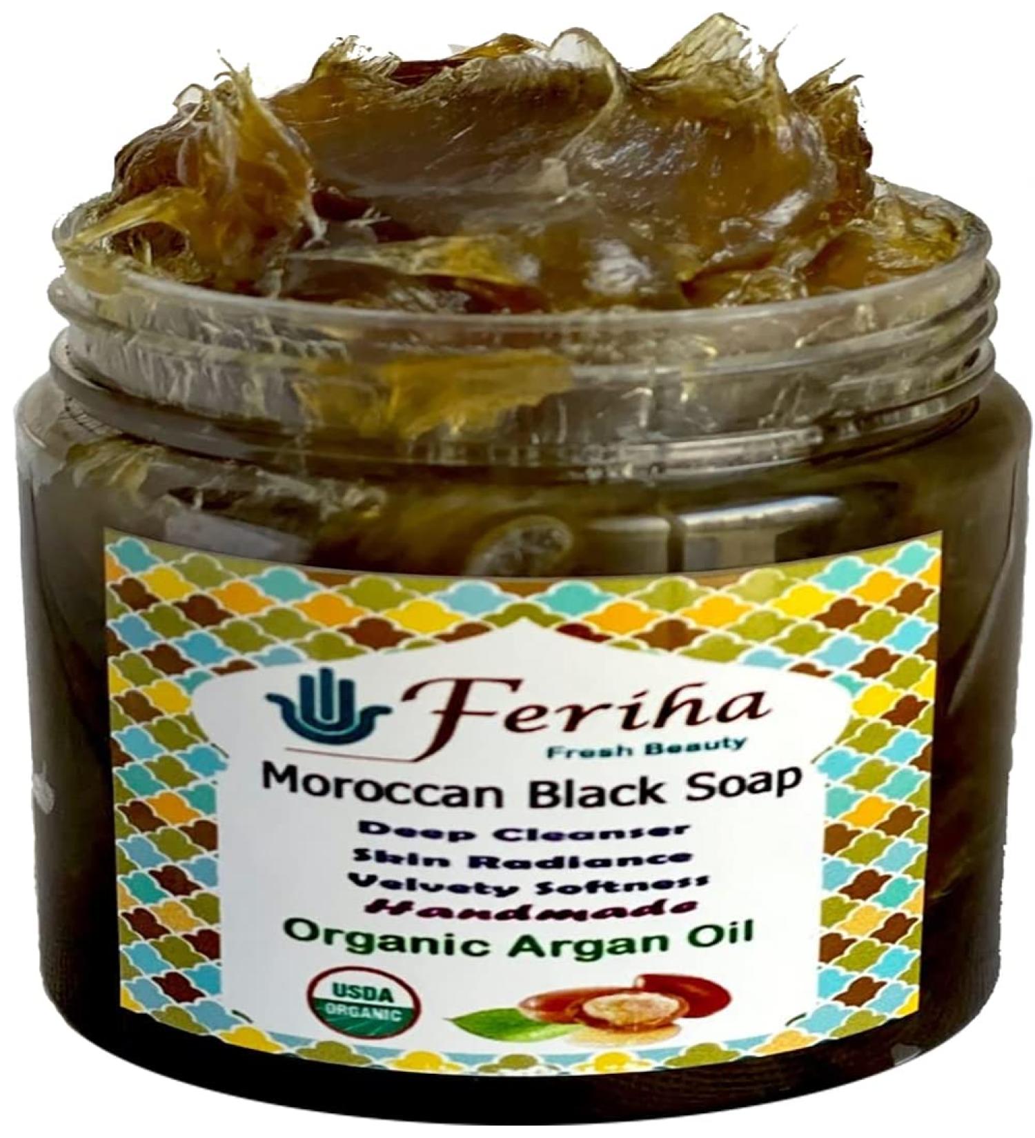 Feriha Moroccan Black Soap with Organic Argan Oil - 100% Natural Beldi Soap - Buy Online on GoSupps.com