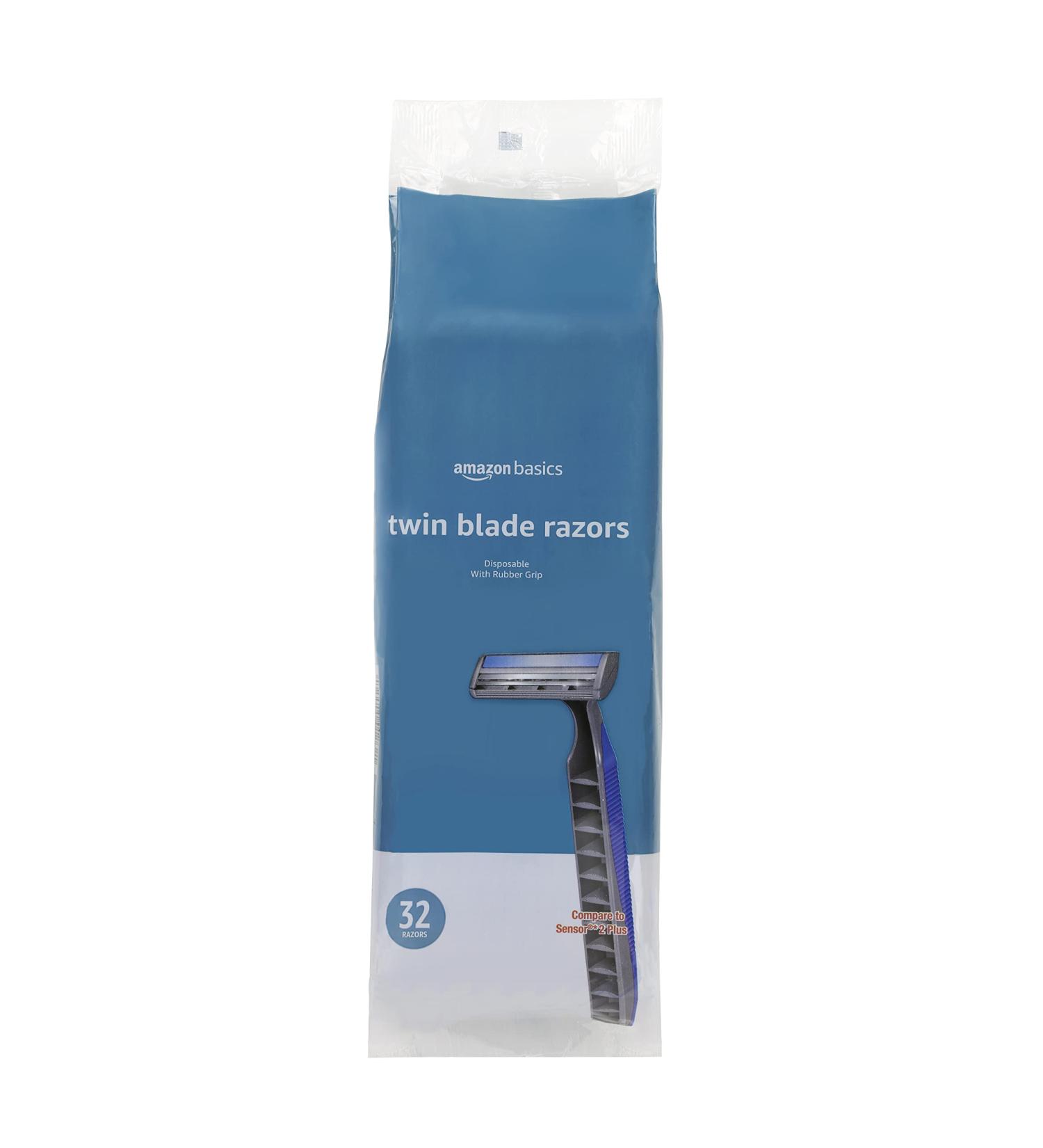 Amazon Basics Twin Blade Disposable Razors - 32 Count with Rubber Grip - Buy Online on GoSupps.com