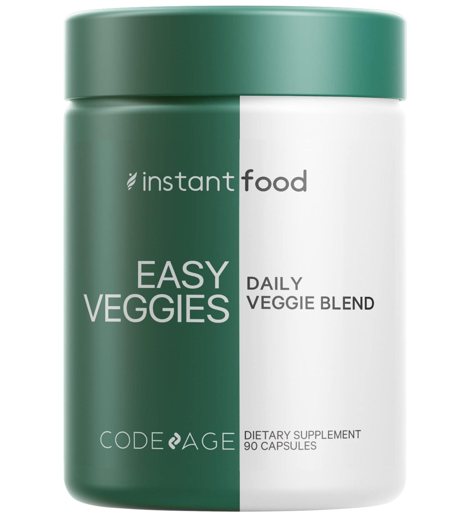 Codeage Instantfood Easy Veggies Over 15 Vegetable Powders Equivalent All-in-One Daily Vegan Blend Whole Food Greens Vitamins Supplement Capsules Phytonutrients Multivitamin Non-GMO 90 Capsules - Buy Online on GoSupps.com