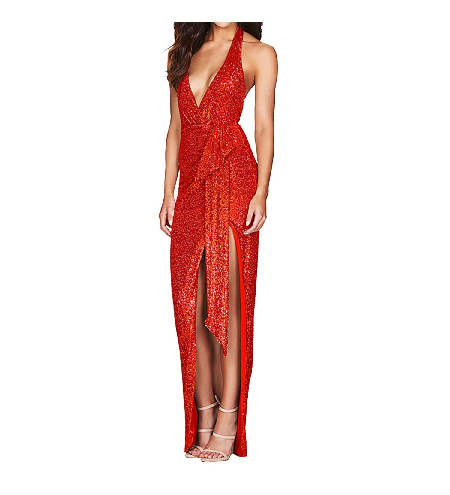 Shop Hanxiulin Women s Evening Dress - Elegant Long Slit & Sparkling Cocktail Dress for Prom & Parties - Buy Online on GoSupps.com