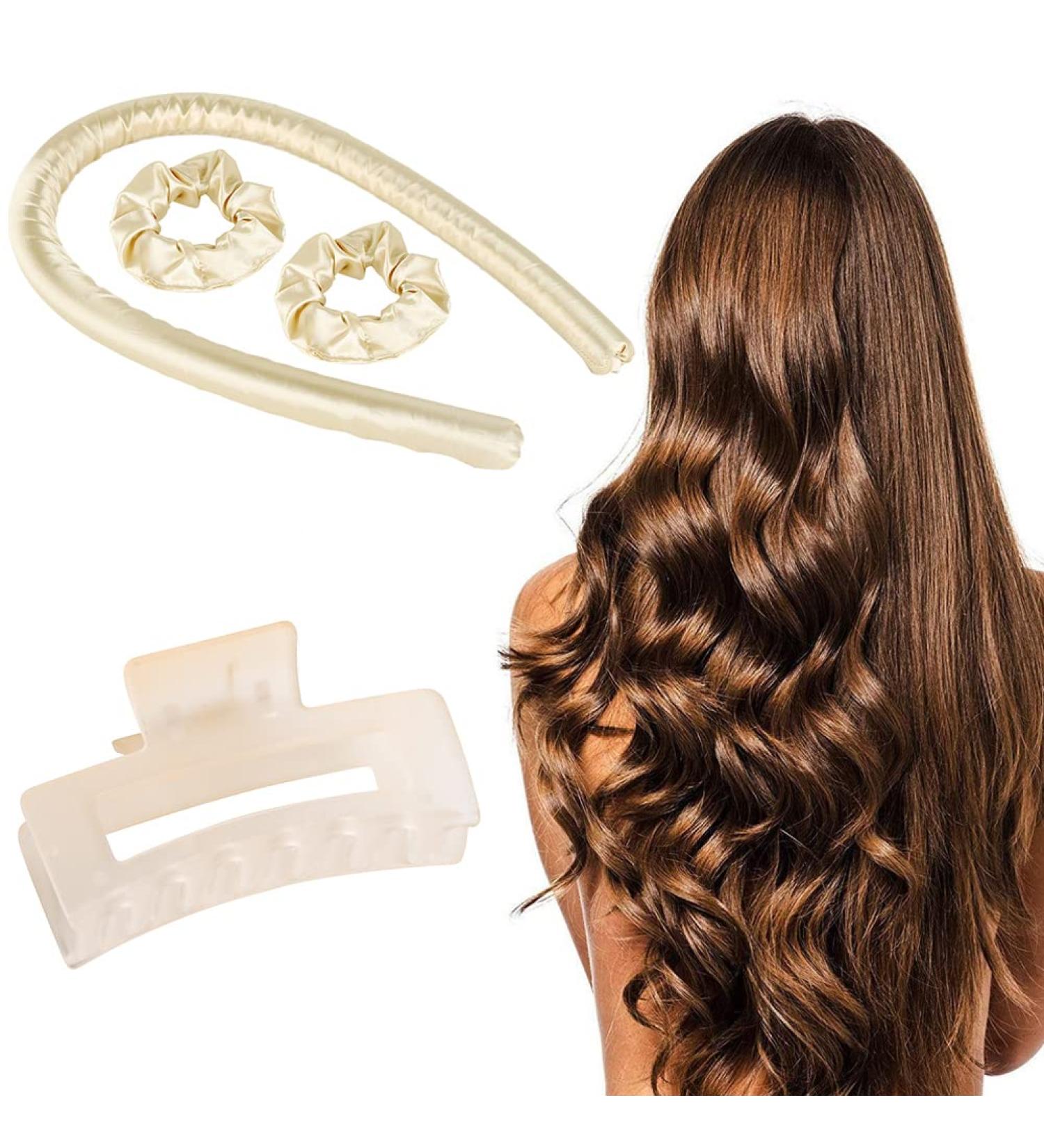 Silk Heatless Hair Curlers for Long Hair - Overnight Headband Rollers for Natural Hair - No Heat Flexible Rods - Champagne - Buy Online on GoSupps.com