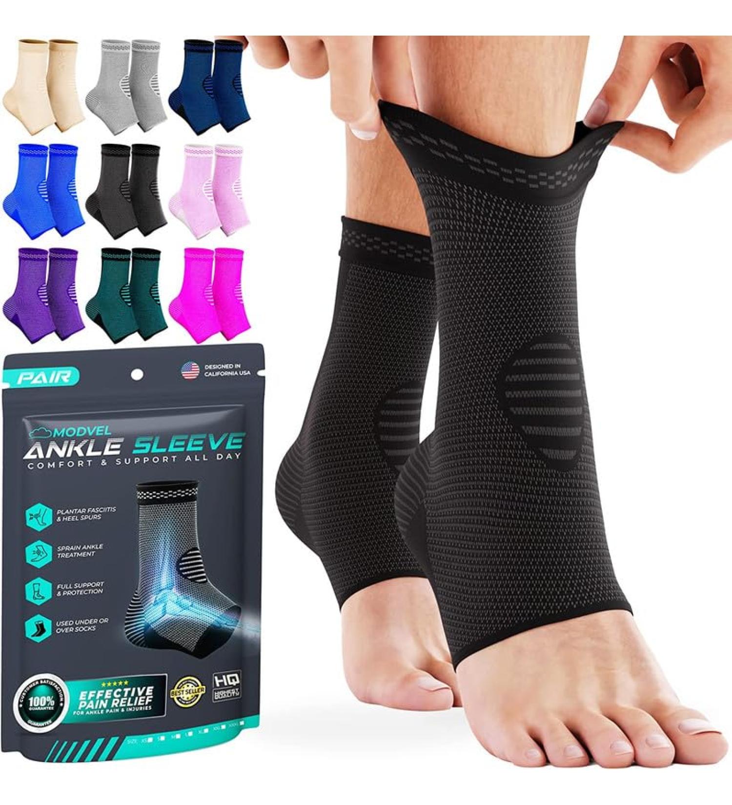 Modvel Ankle Brace Socks - Compression Sleeve for Sprained Ankle Support | Tendonitis & Arthritis Relief | Sports Running - Men's & Women's Size Small - Buy Online on GoSupps.com