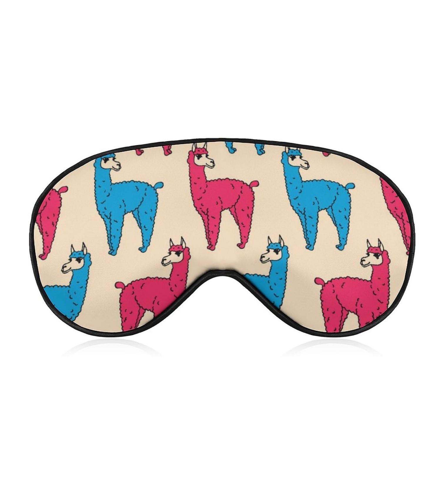 Cute Fluffy Llama Sleep Mask Adjustable Eye Cover for Light Blocking, Perfect for Travel and Nap Time - Men and Women - Buy Online on GoSupps.com