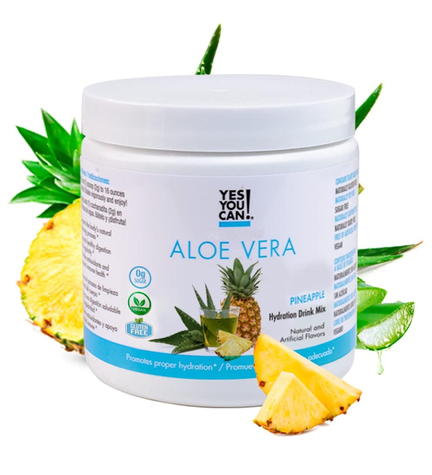 Yes You Can! Aloe Vera Drink Mix - Energy Drink Powder  Organic Super Greens Powder from Aloe Vera Plant - Aloe Vera Juice Organic - Greens and Superfoods  Super Greens - Made in The USA (Pineapple) Pineapple 1 Pack - Buy Online on GoSupps.com