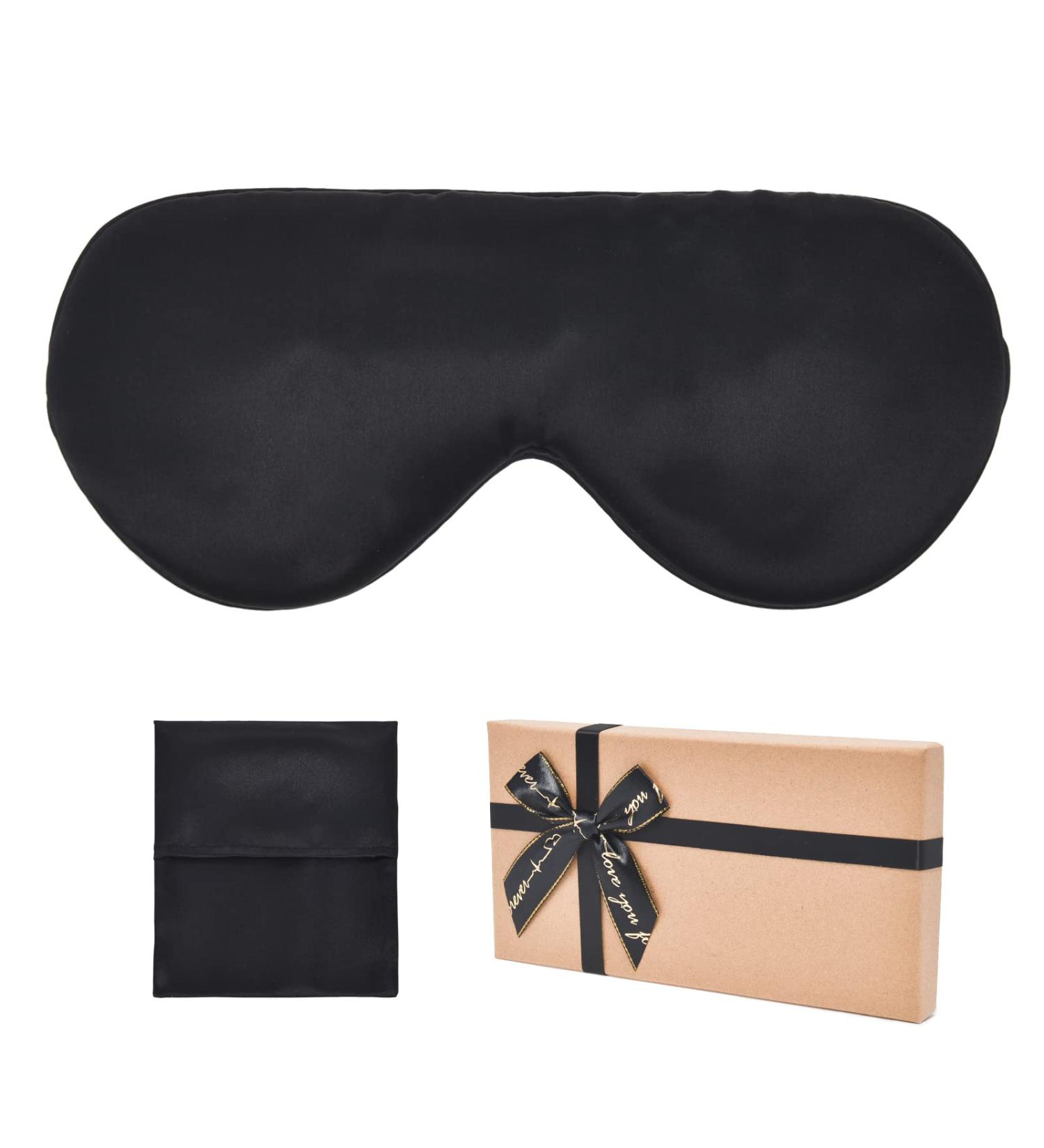 100% Mulberry Silk Light-Proof Sleep Mask for Ultimate Comfort - Skin-Friendly, Breathable & Wide Coverage - Perfect Gift Package - Black - Buy Online on GoSupps.com