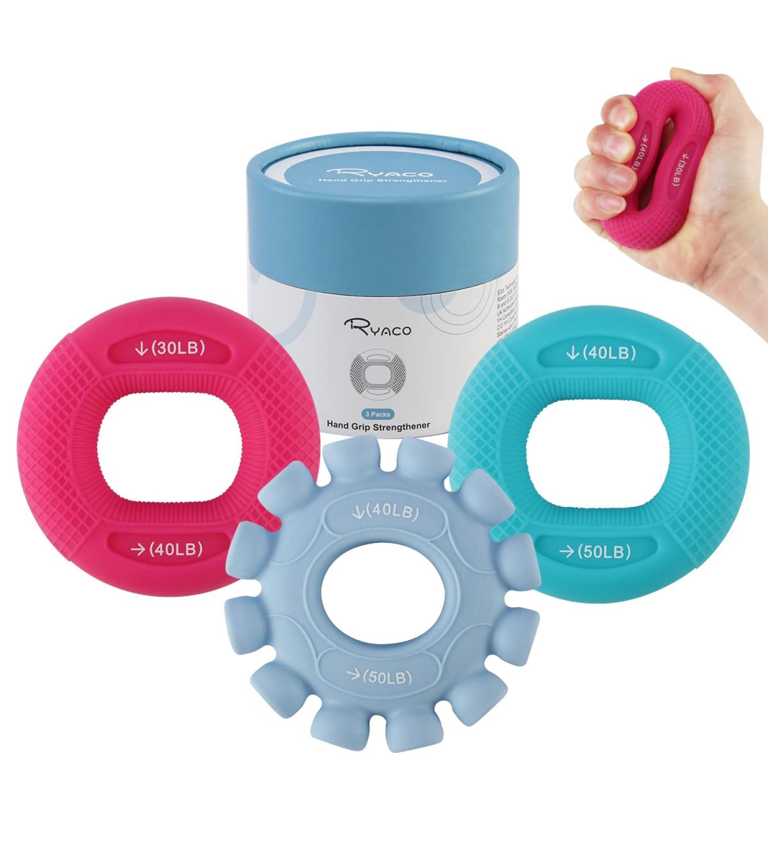 Ryaco 3-in-1 Hand Trainer Ring - Silicone Grip & Finger Trainer (30-50LB) for Muscle Training Sport Fitness & Climbing - Ideal for Beginners - Buy Online on GoSupps.com