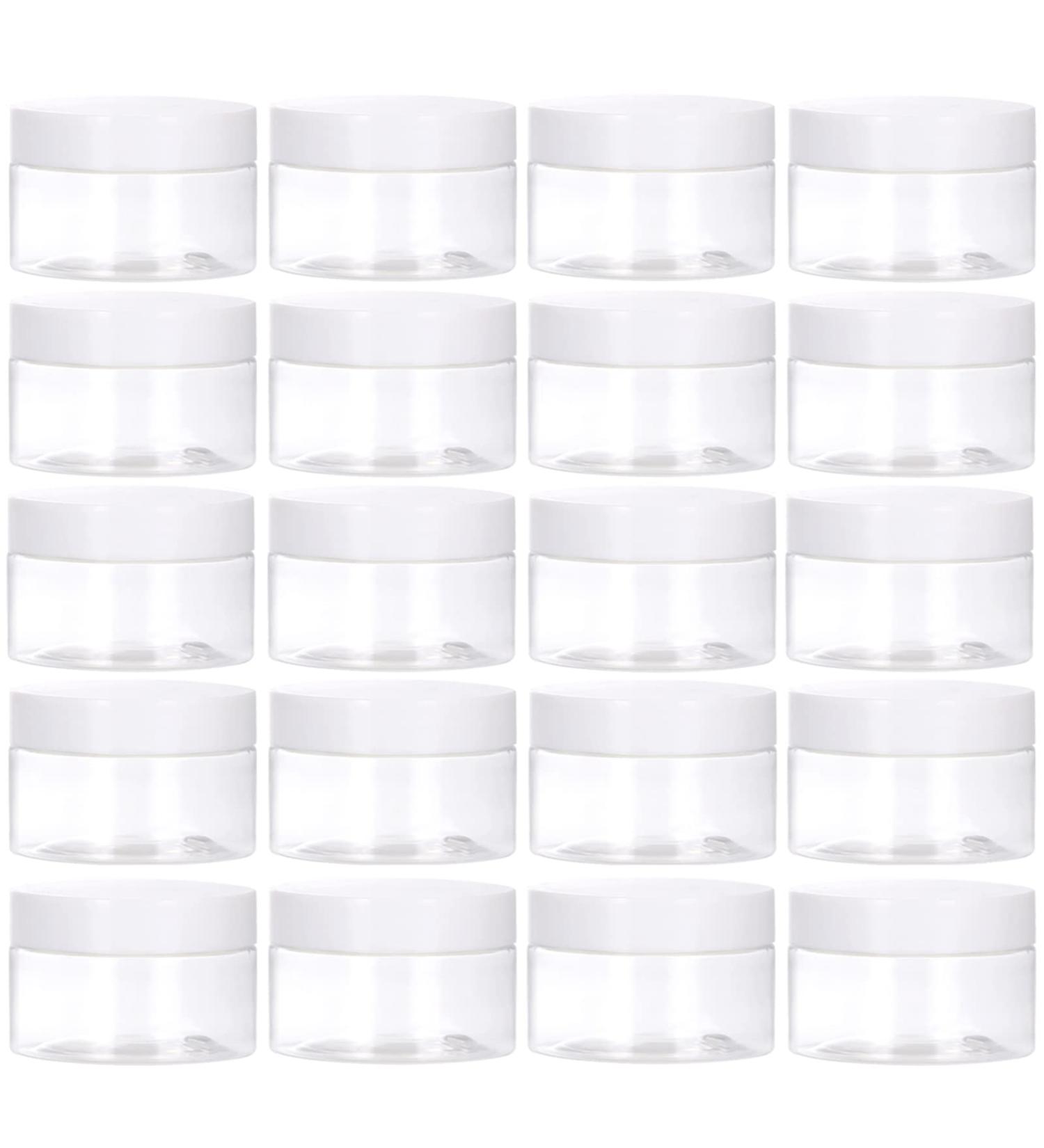 24 Pack 1 oz Clear Plastic Cosmetic Jars with Lids, Labels - Travel Storage for Lotion, Cream, Makeup - TUZAZO - Buy Online on GoSupps.com