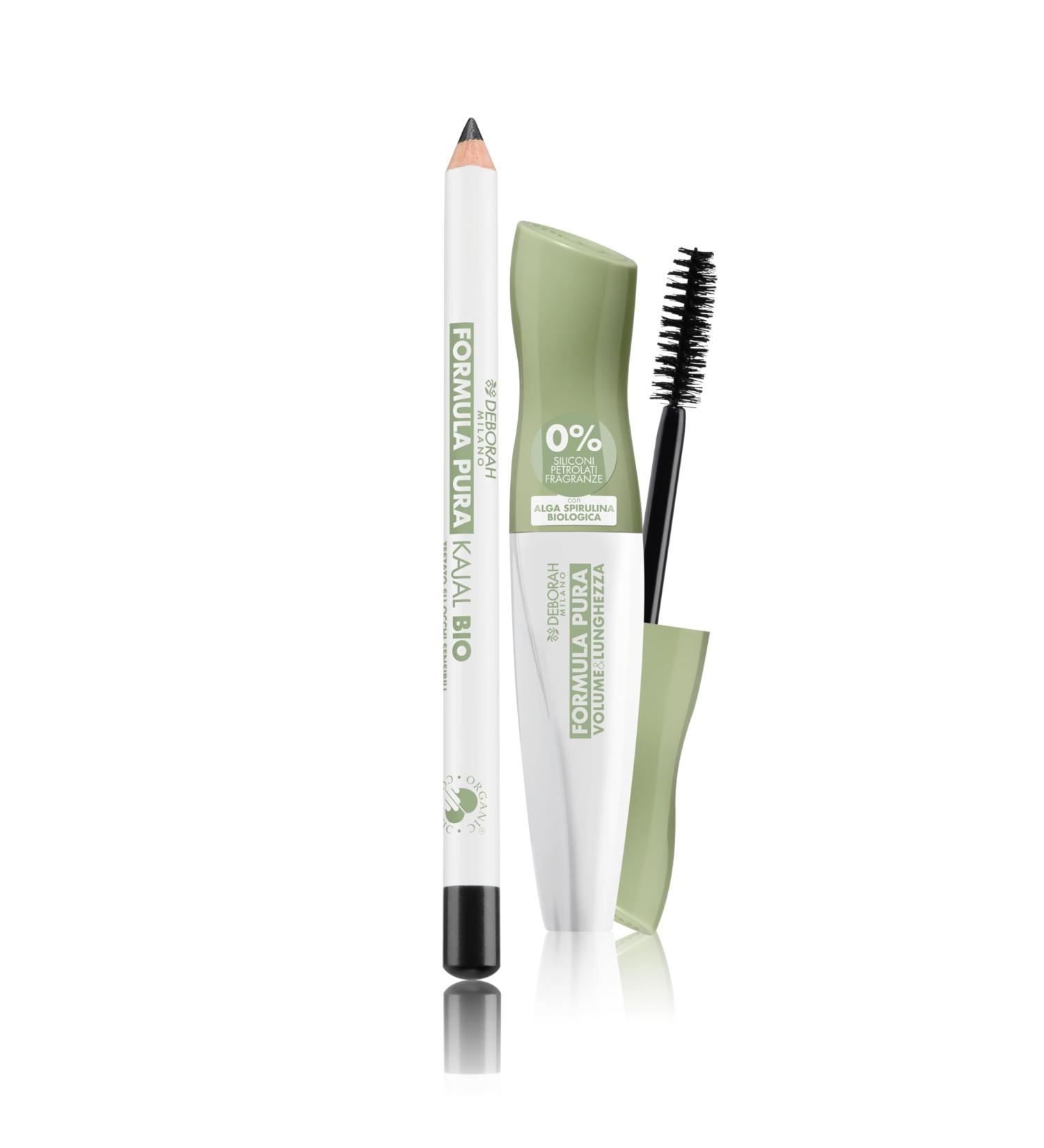  DEBORAH Deborah Milano Kajal Organic Eye Make-Up Set Pure Formula Deep Black N.1 and Mascara Formula Pure Volume and Length Volumising and Stretchy Black 12 ml - Buy Online on GoSupps.com