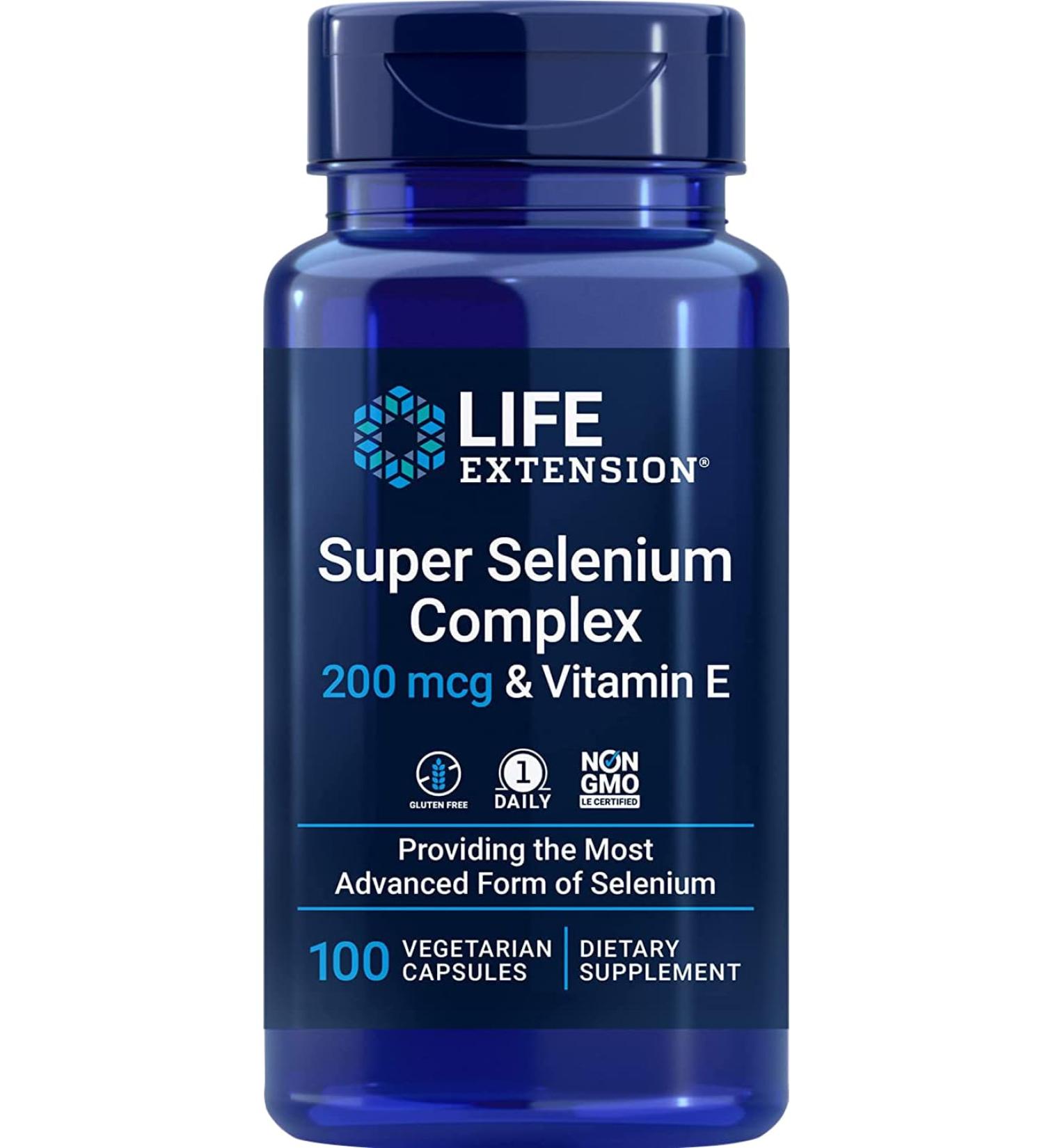 Selenium Complex & Vitamin E 100 Vegan Capsules | Gluten-Free & Non-GMO | Life Extension - Buy Online on GoSupps.com