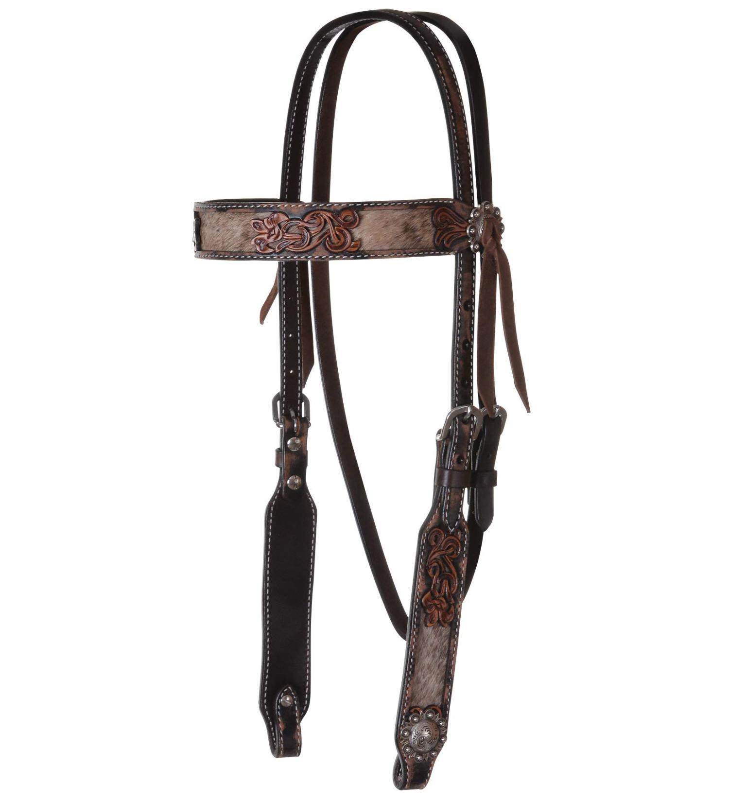 Circle Y Filigree Inlay Browband Headstall On Hide