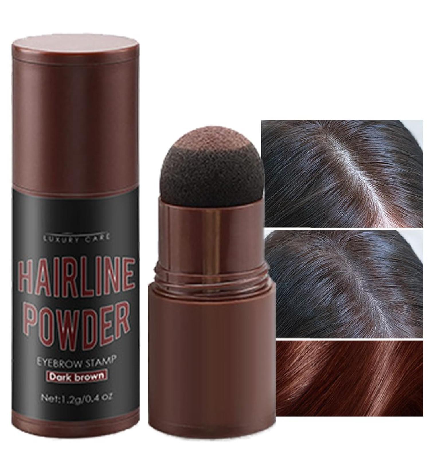 Hair Powder Hairline Powder Hair Root Touch Up Quickly Cover Hairline Eyebrows & Beard Line Thin Hair Root Dye Touch Up Windproof & Sweatproof Hairline Powder for Women & Men (Dark Brown) - Buy Online on GoSupps.com