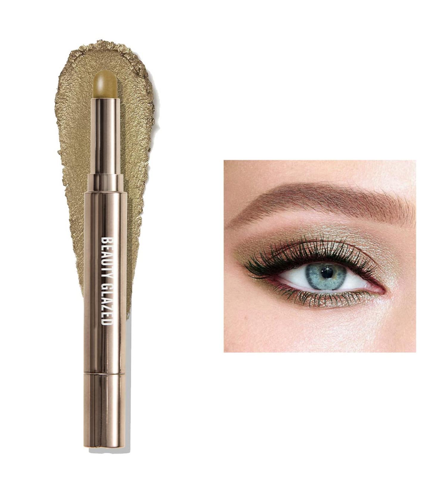 Shimmer Eyeshadow Stick Metallic Creamy Eyeshadow Pencil Crayon Eye Brightener Highlight Makeup Waterproof Long Lasting Cream Eye Shadow (#06 GINGER) - Buy Online on GoSupps.com