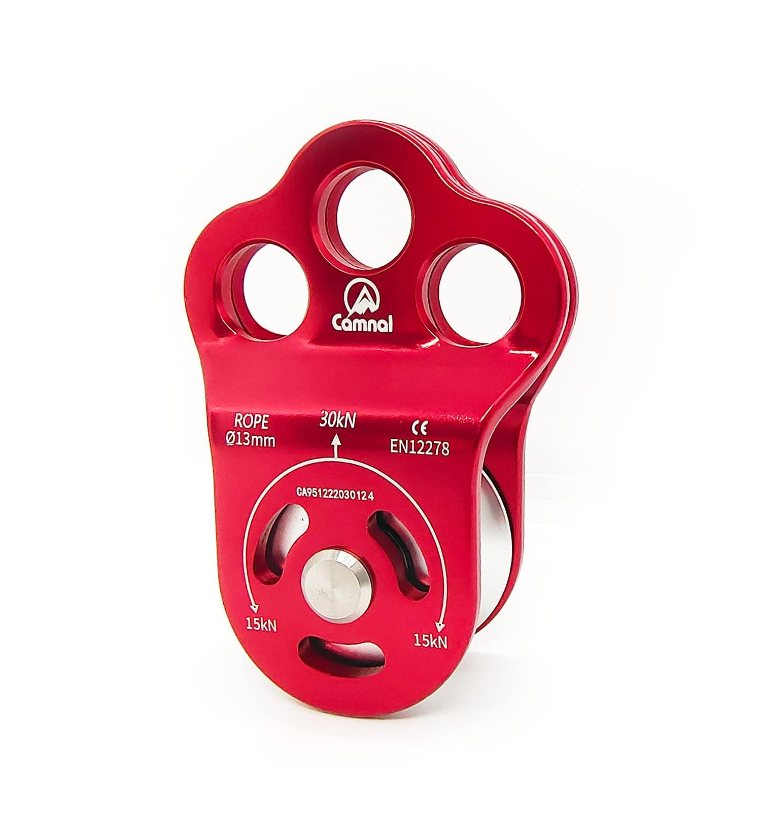 EMMRAGNO 30KN Climbing Single Pulley | Three Hole Hitch Bearing Pulley for Rock Climbing, Rappelling & Zipline Sports - Buy Online on GoSupps.com