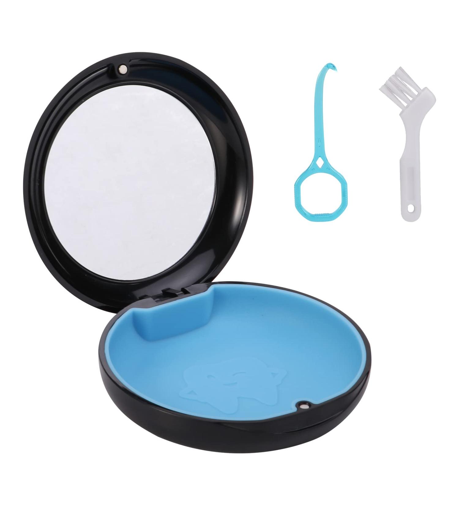 PXRJE Retainer Case with Mirror and Magnetic Closure - Orthodontic Denture Box with Aligner Remover Hook and Brush (Black) - Buy Online on GoSupps.com