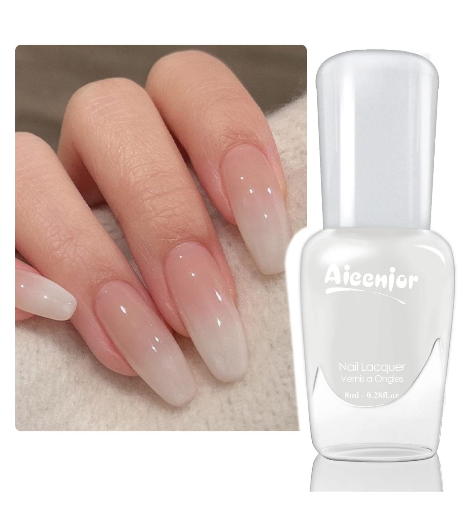 Aieenjor Milky White Jelly Nail Polish - Neutral Nude Water-Based Low Odor - 0.28 Fl Oz - Buy Online on GoSupps.com