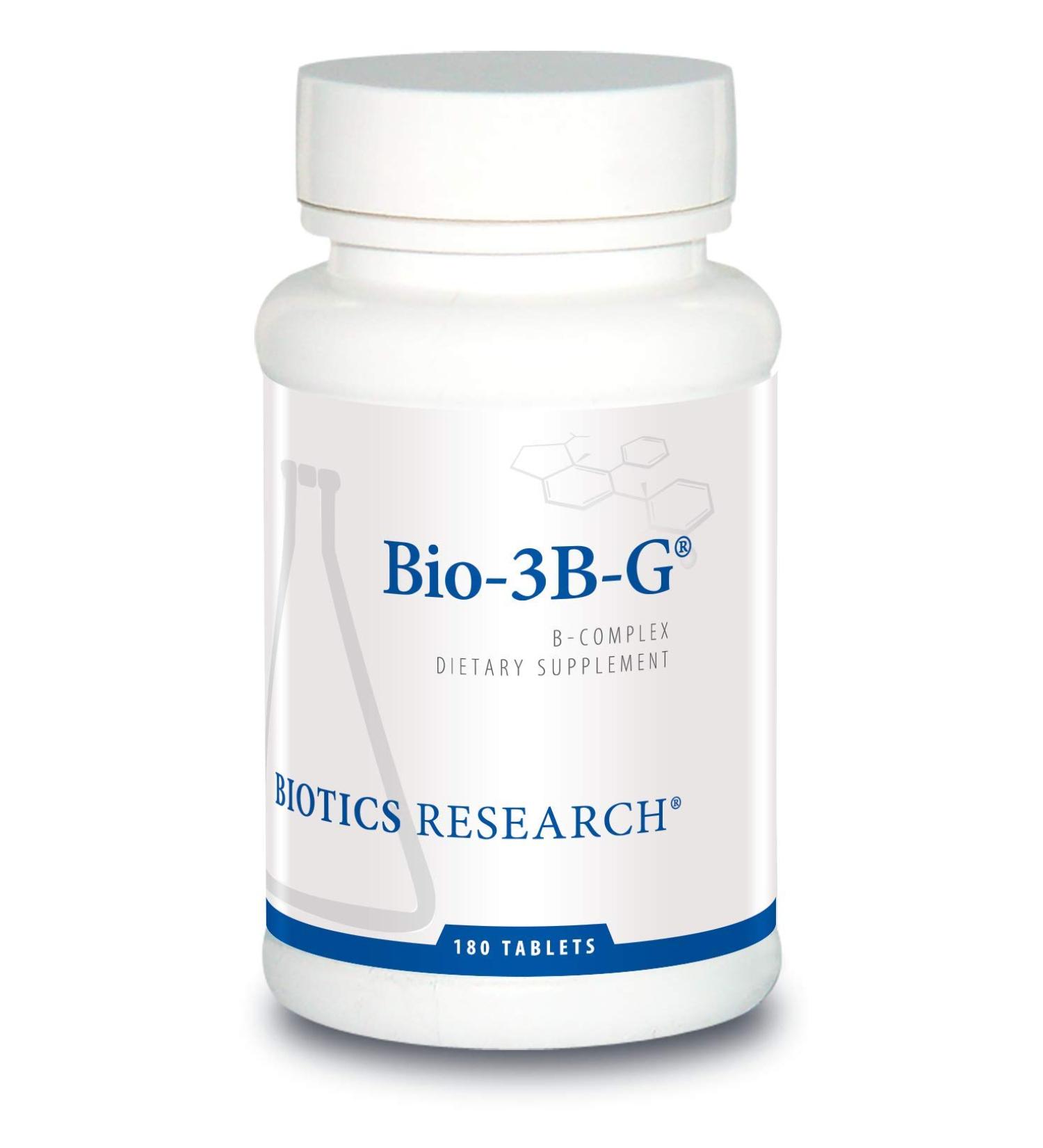 BIOTICS Bio3B G Vitamin B Complex - 180 Tabs for Stress, Energy, and Adrenal Health | Gluten-Free Supplement Research - Buy Online on GoSupps.com