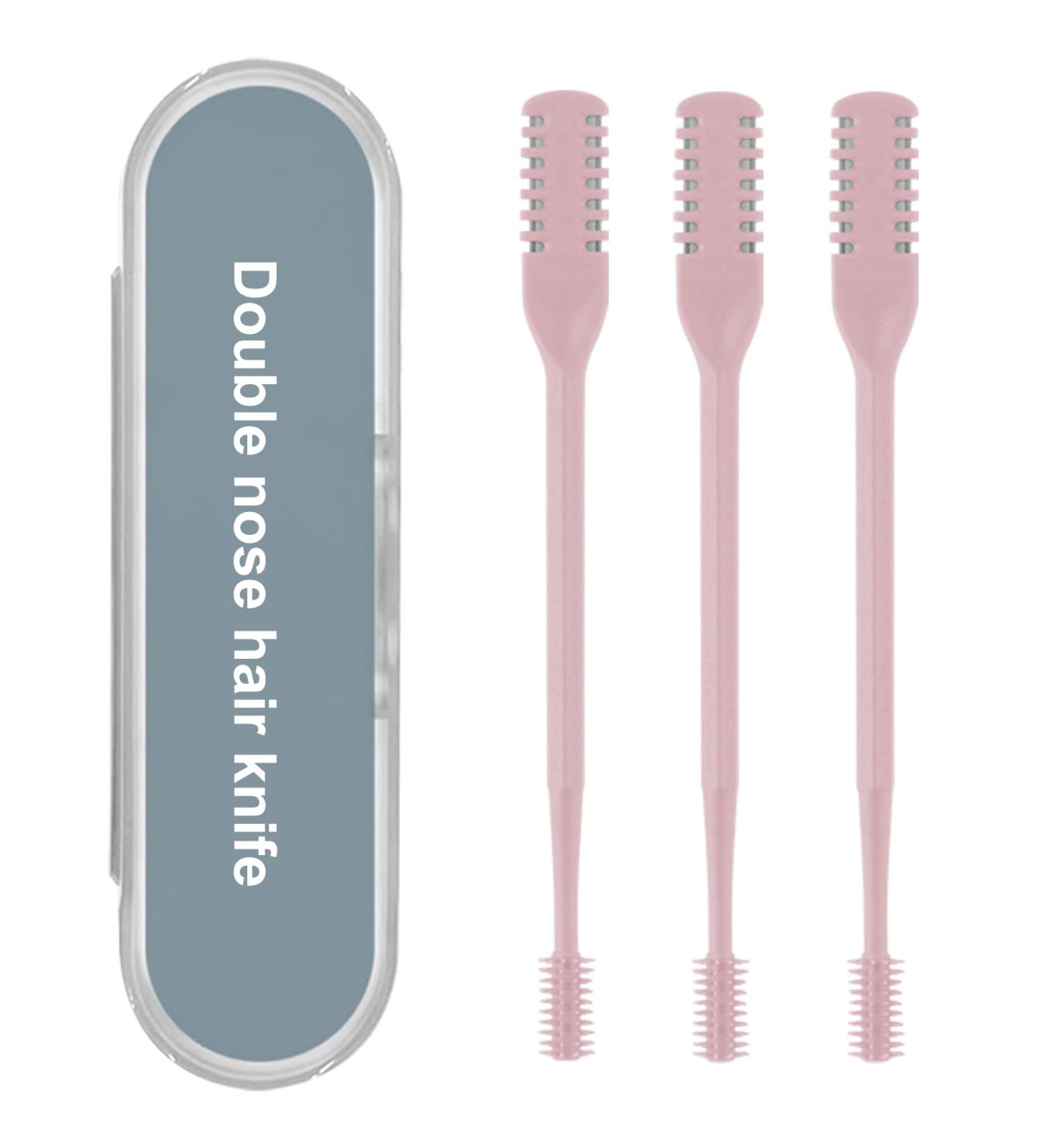 Buy Double Sided Nose Hair Knife - 2-in-1 Nasal Hair Cutter & Remover Tool - Portable 360 Rotating Trimmer with Ear Picker for Women & Men - Pink - Buy Online on GoSupps.com