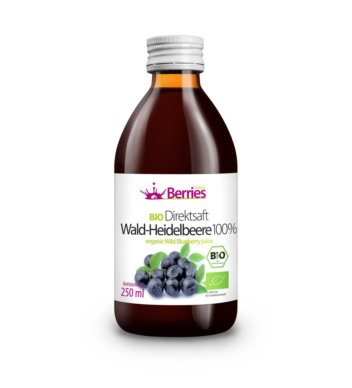 Berries polska organic juice pressed directly from organic fruit cold -pressed - without dyes without sugar without GMO without preservatives - vegan vegetarian - taste blueberry - 250ml blueberry 250 ml (1 Pack)