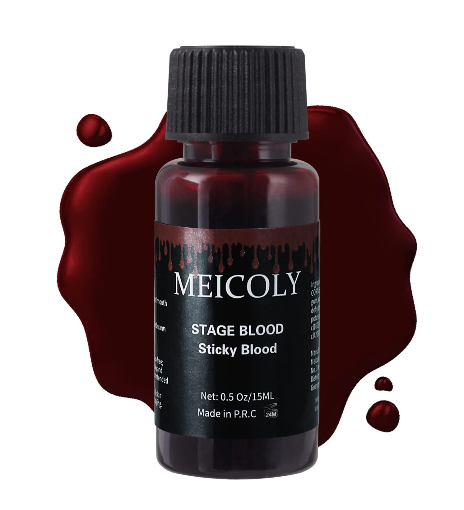 MEICOLY Fake Blood 0.5 oz - Washable Edible Stage Blood for Halloween & Cosplay Makeup - Safe for Mouth, Teeth & Nosebleed - Realistic Drips & Special Effects - Buy Online on GoSupps.com