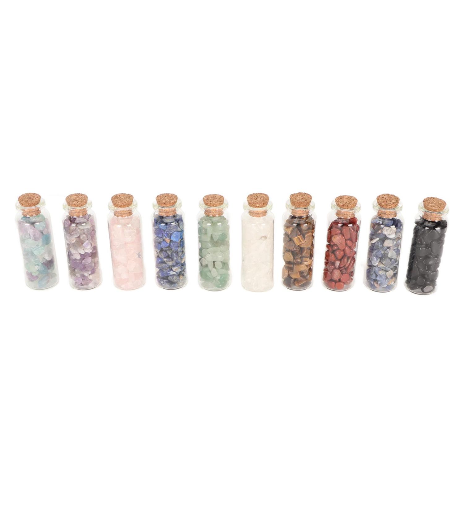 Healing Stone Bottles - 10 Pack Chakra Crystals for DIY - Vibrant Color Healing Gemstone Bottles - Buy Online on GoSupps.com