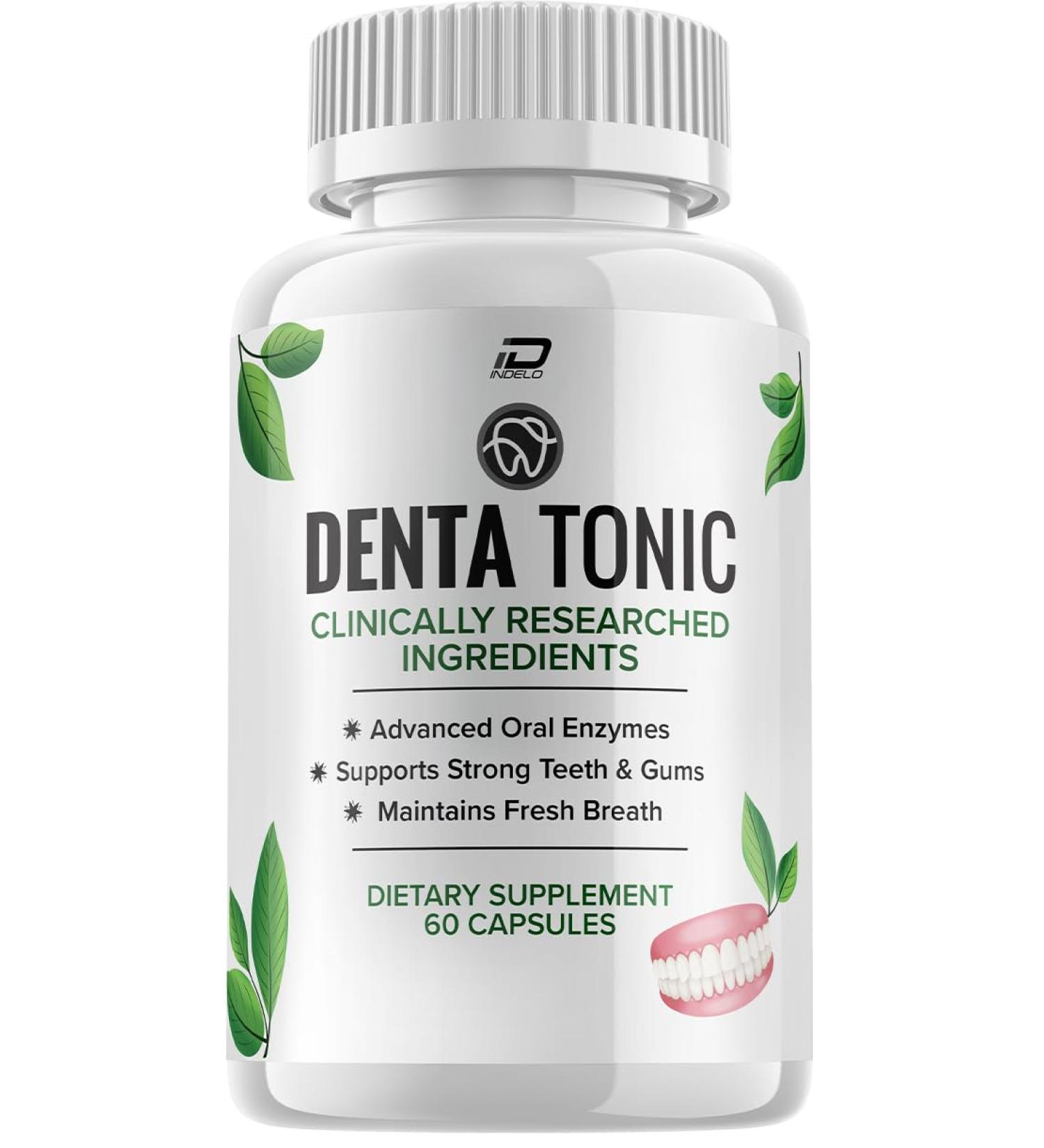 DentaTonic Advanced Oral Health Support Capsules Denta Tonic Capsules Denta Tonic Reviews Tooth and Gum Supplement Natural Extra Strength Probiotic (1 Pack - 60 Capsules)