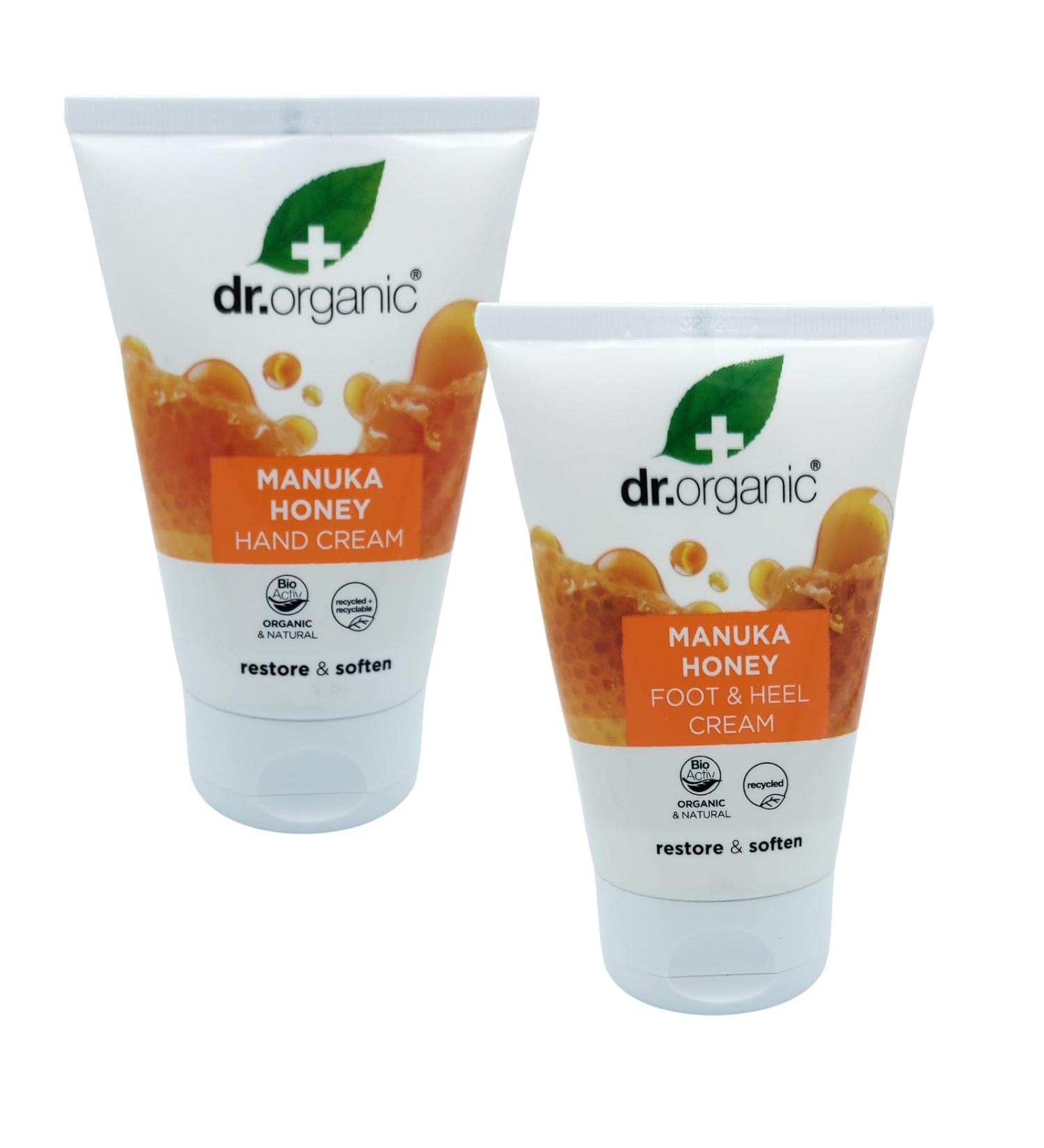 Manuka Honey Hand and Foot Care Bundle Consisting of Dr Organic Manuka Honey Hand & Nail Cream and Dr Organic Manuka Honey Foot & Heel Cream - Buy Online on GoSupps.com
