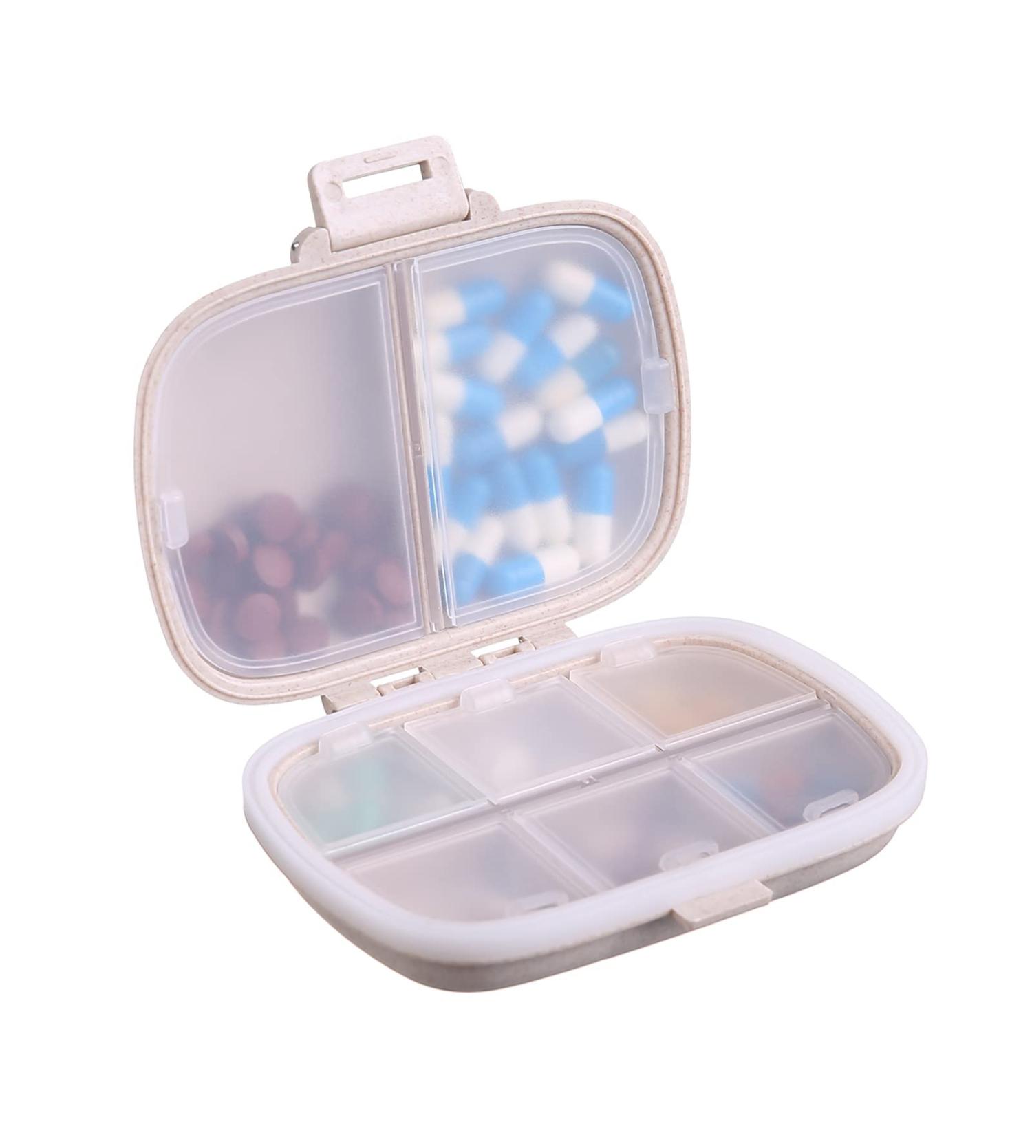1Pack Daily Pill Organizer Box - Portable Travel Case & Compact Pill Holder for Medications - Stay Organized On-The-Go (Beige - Buy Online on GoSupps.com