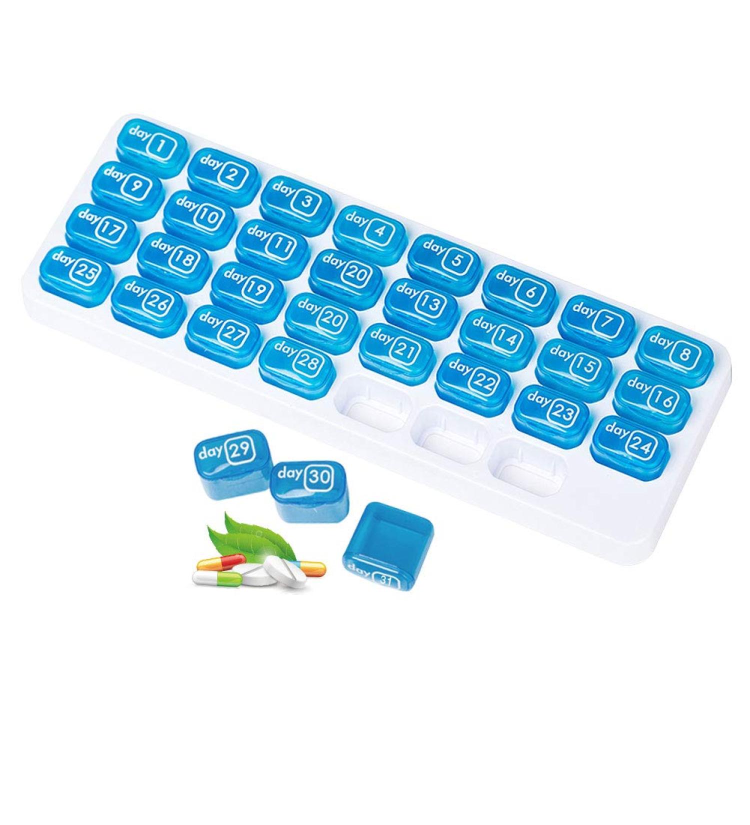 31 Day Monthly Pill Organizer - Portable Medicine Case for Vitamins Supplements & Fish Oils - Buy Online on GoSupps.com
