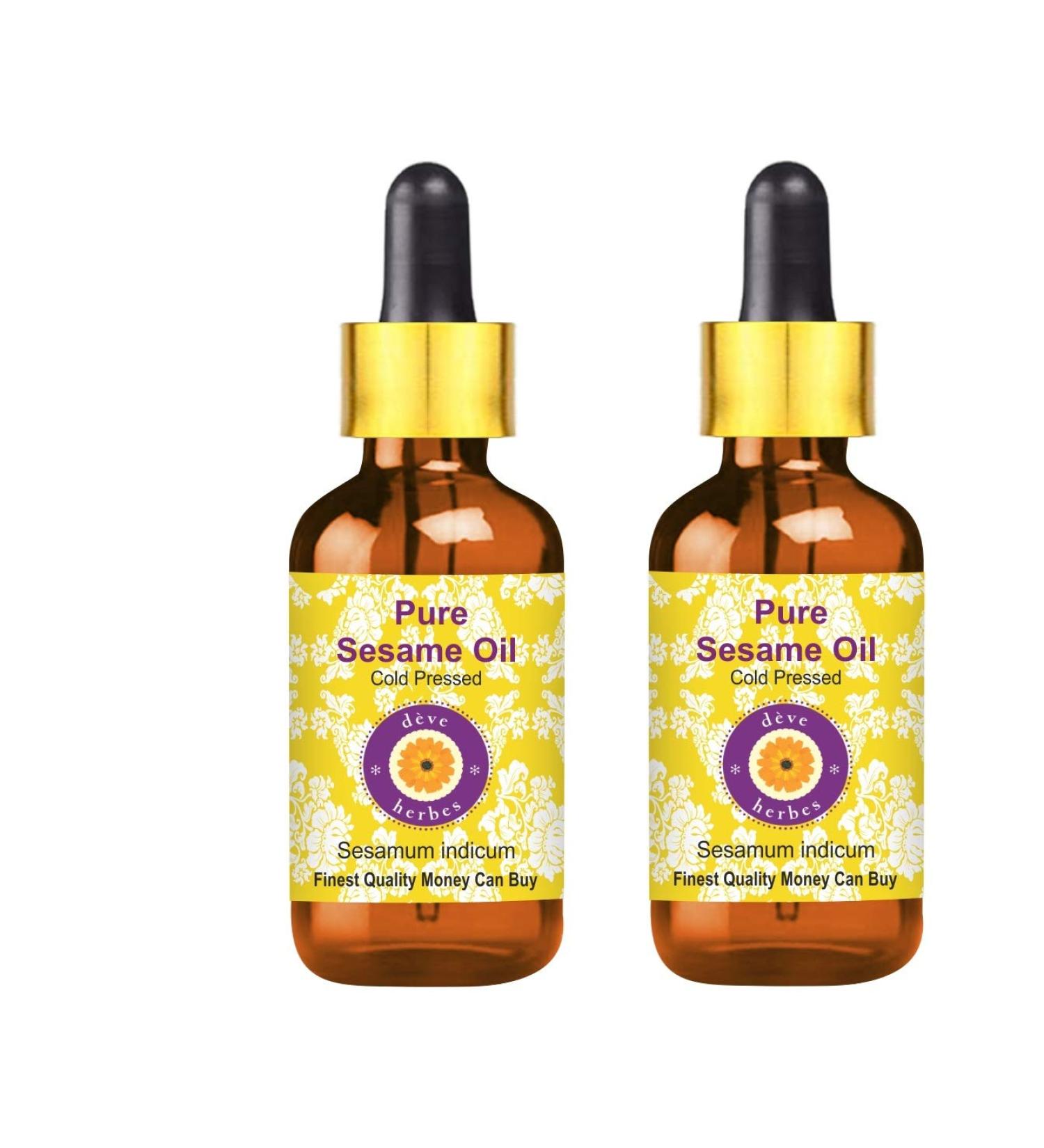 DEve Herbes Pure Sesame Oil - Cold-Pressed Natural Therapeutic Quality (100ml x 2) with Glass Droppers - Pack of Two - International Shipping - Buy Online on GoSupps.com