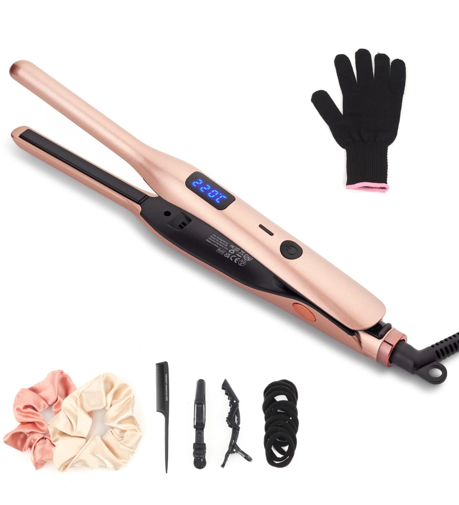 Mini Hair Straightener for Short Hair & Pixies - Adjustable Temperature Flat Iron (Rose Gold) - Buy Online on GoSupps.com
