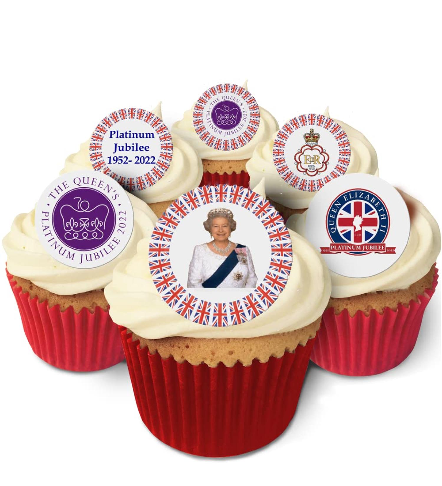Holly Cupcakes 24 Celebration Queens Jubilee Wafer Cake Toppers - Buy Online on GoSupps.com
