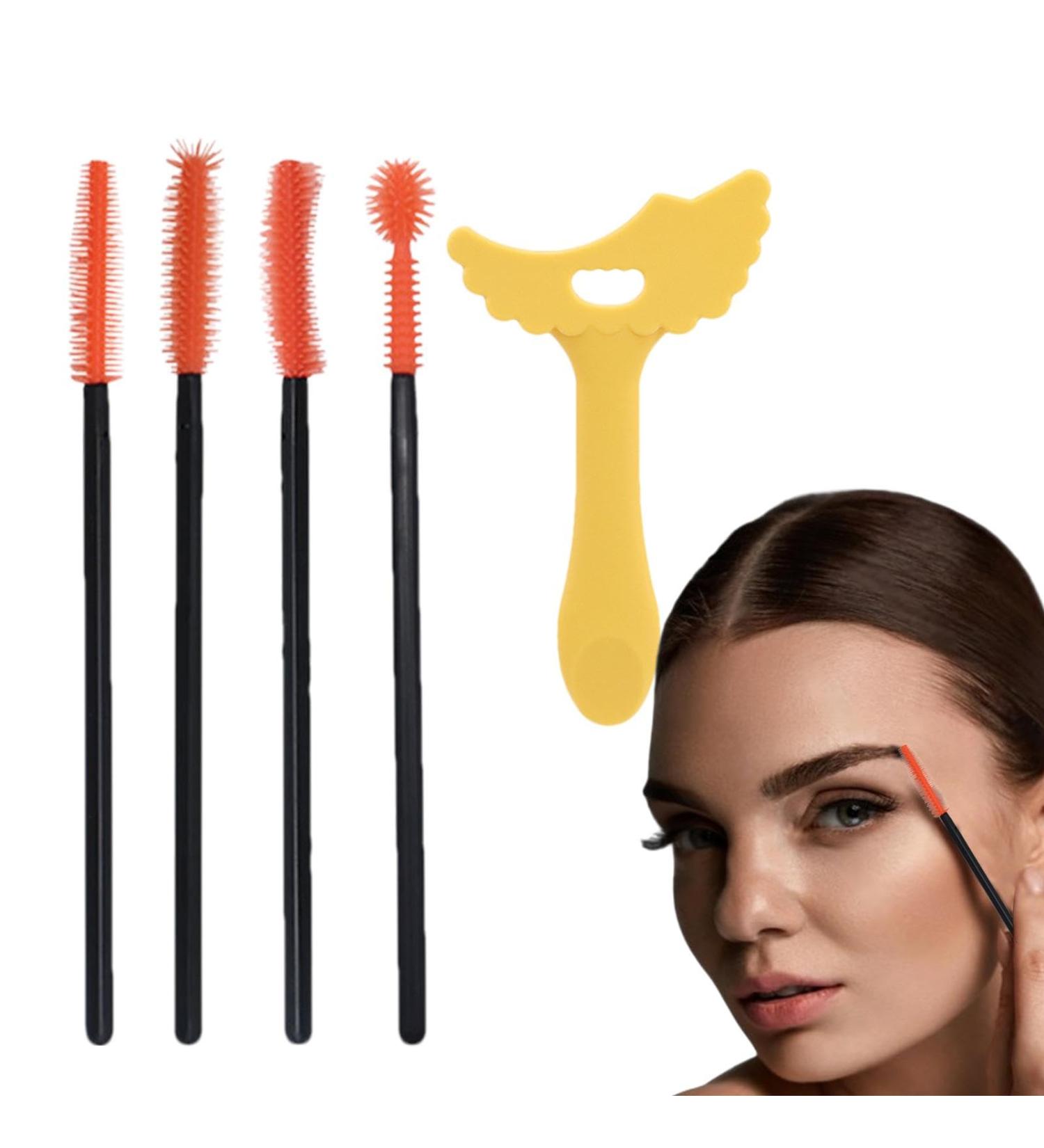Marscara Guide Template Silicone Shield Template Applicator Guide - Multi-Functional Makeup Aid Tool for Daily Use Dating Night Out Yellow + Eyelash Brush - Buy Online on GoSupps.com