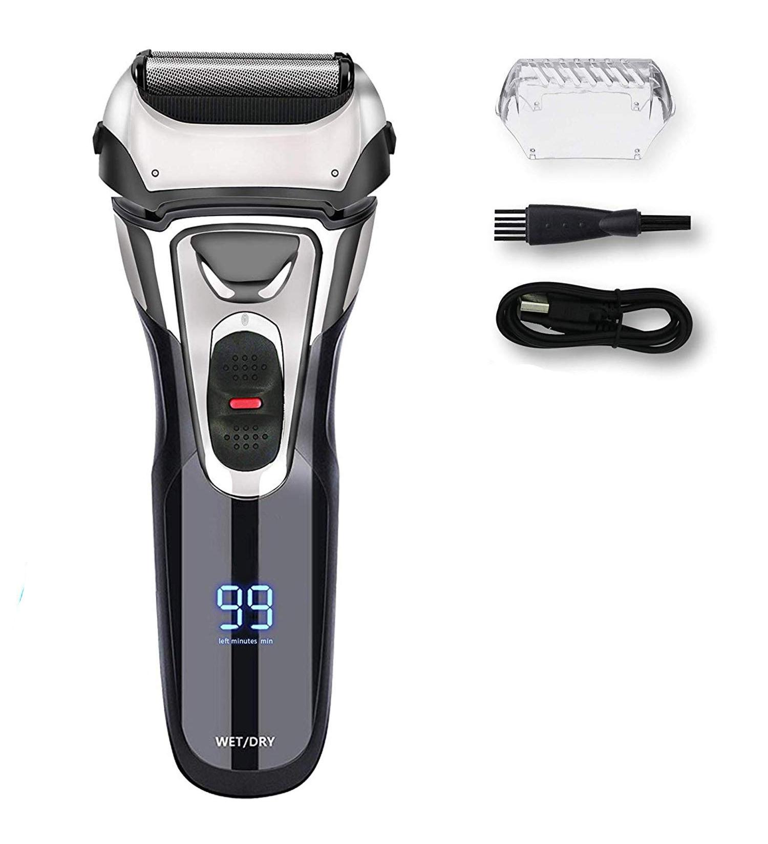 Buy IPX7 Waterproof Electric Razor for Men - AWECOT Rechargeable Foil Shaver with 3D Floating Blades LED Display Wet & Dry Use - Perfect for Beard Shaving - Buy Online on GoSupps.com