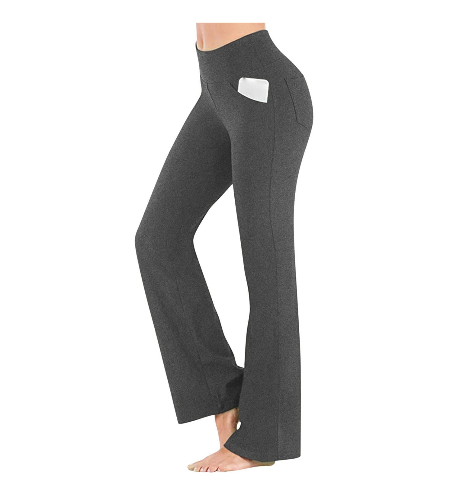 Buy Wenzhou Ladies Flare Yoga Pose Bootcut Leggings | Fitness Pants for Gym Pilates & Workouts | Stretch Belly Control XL Dark Gray - Buy Online on GoSupps.com