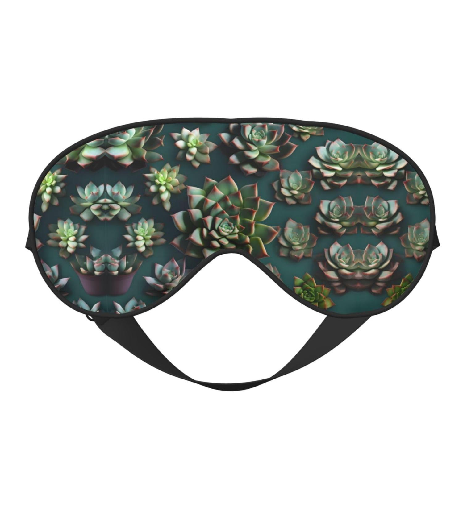 Many Succulents Eye Mask - Soft Adjustable Black Sleep Mask for Ultimate Comfort | Unisex Nighttime Eye Cover - Buy Online on GoSupps.com