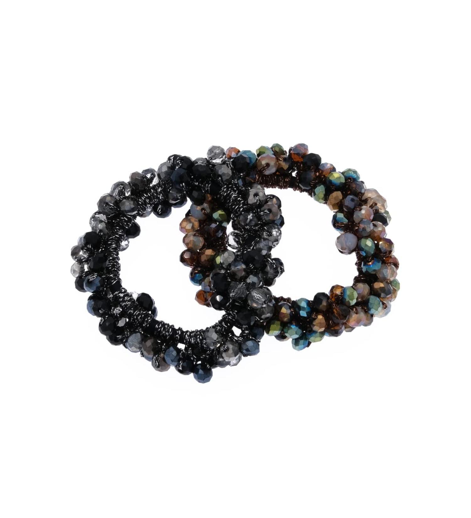 Aysekone Crystal Hair Ropes - 2 Piece Fancy Ponytail Holder and Bracelet Set for Women and Girls - Buy Online on GoSupps.com