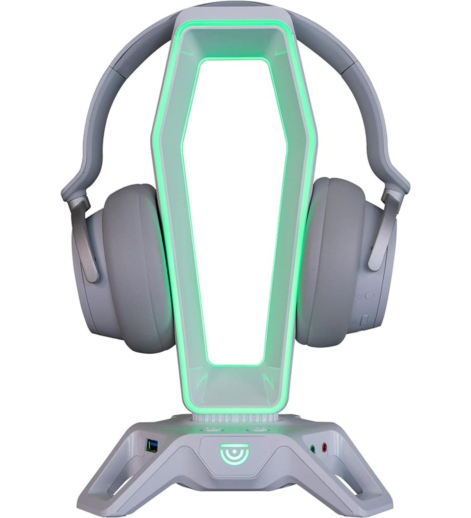 USB RGB Headphone Stand with 3 USB 3.0 Ports RGB Lights The Portal Ultimate Gaming Accessories (White) - Buy Online on GoSupps.com